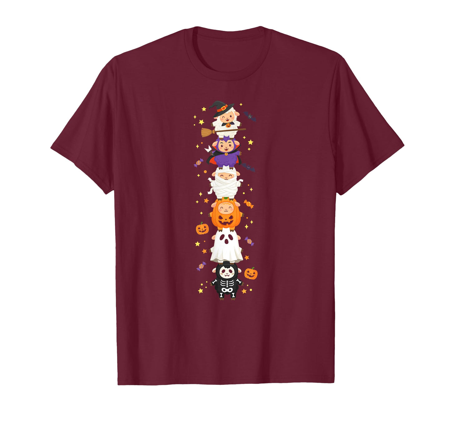 Funny Sheep Witch Vampire Ghost Halloween Kids Mens Womens T-Shirt