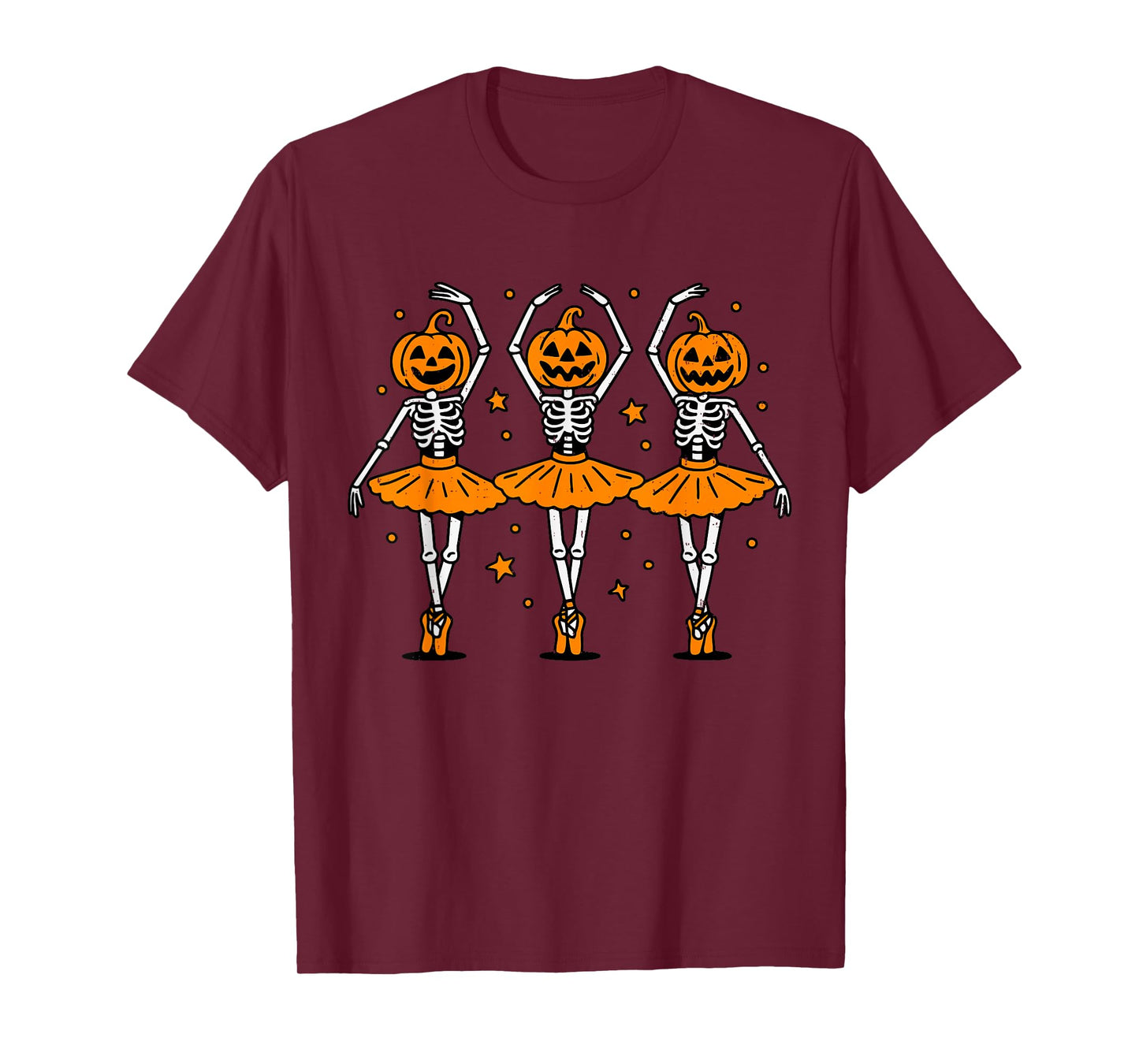 Cute Ballet Pumpkin Skeleton Halloween Costume Women Girl T-Shirt