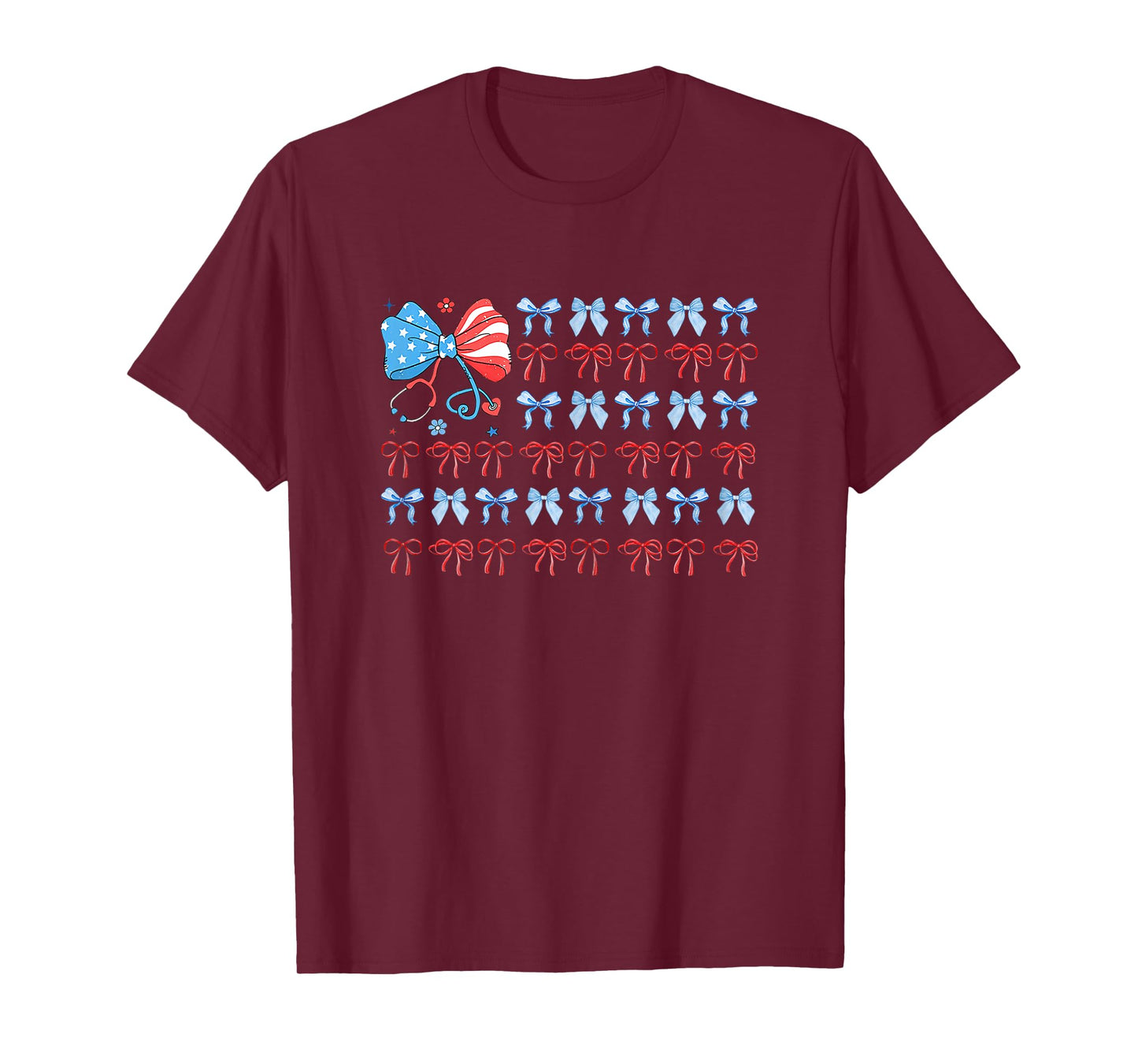 USA Flag Stethoscope Coquette Nurse 4th of July RN Nursing T-Shirt