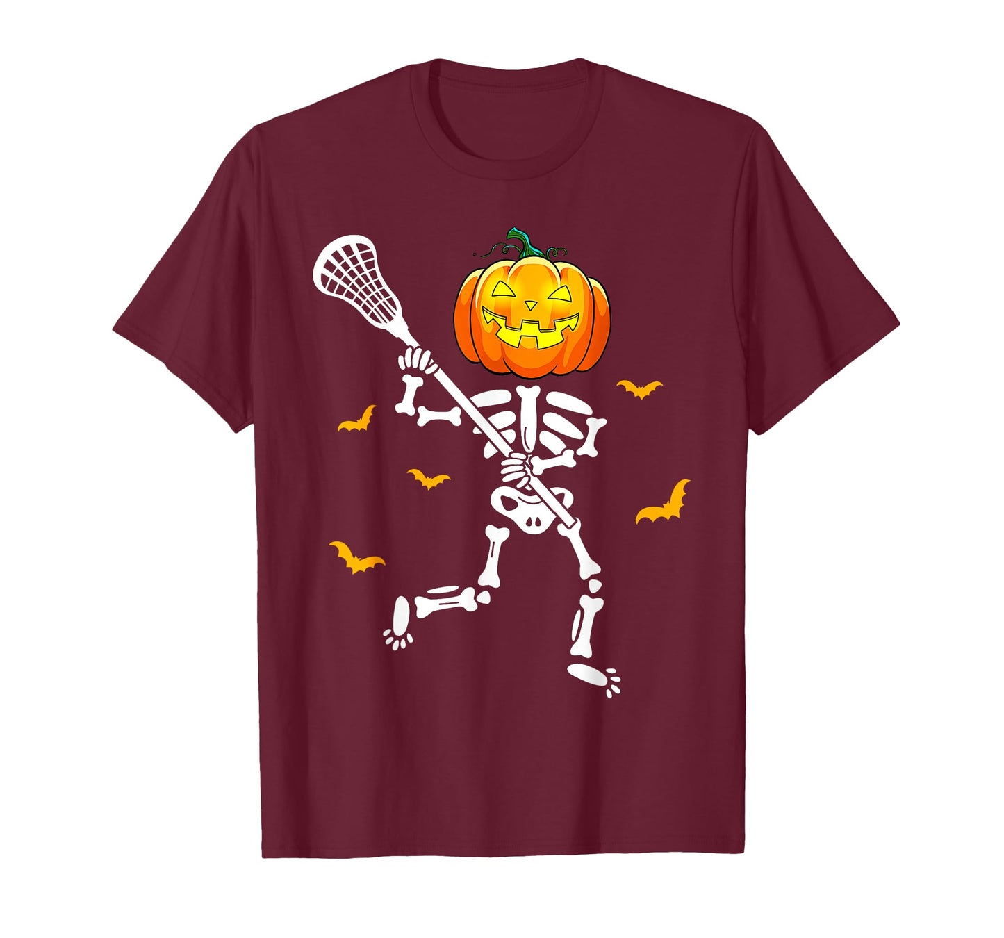 Pumpkin Skeleton Lacrosse Halloween T-Shirt