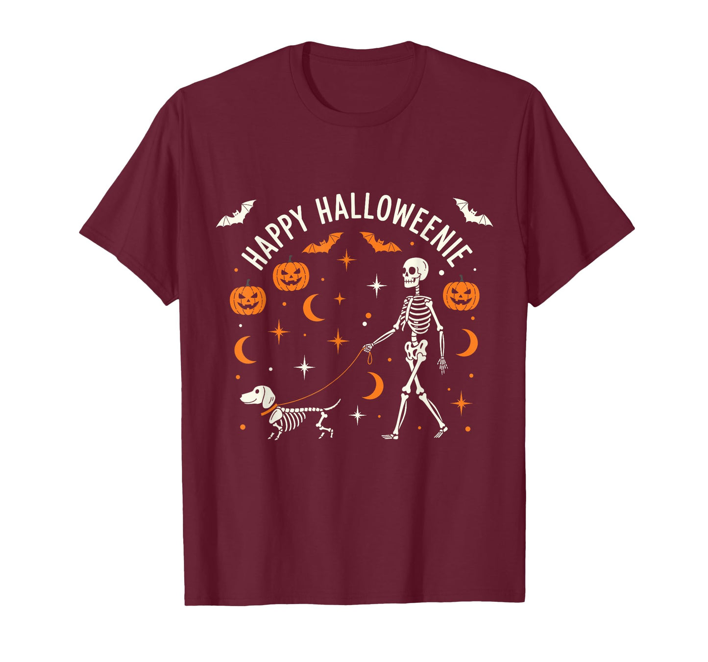 Happy Halloweenie Funny Halloween Skeleton Dachshund Dog T-Shirt