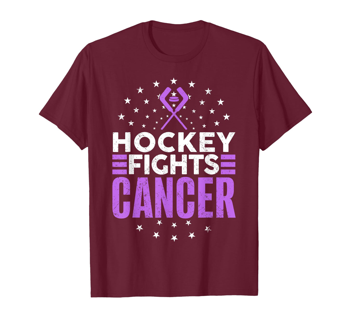KAH Cancer Awareness Hockey Themed Cancer Awareness T-Shirt, Unisex Adult, Black, Small, Short Sleeve