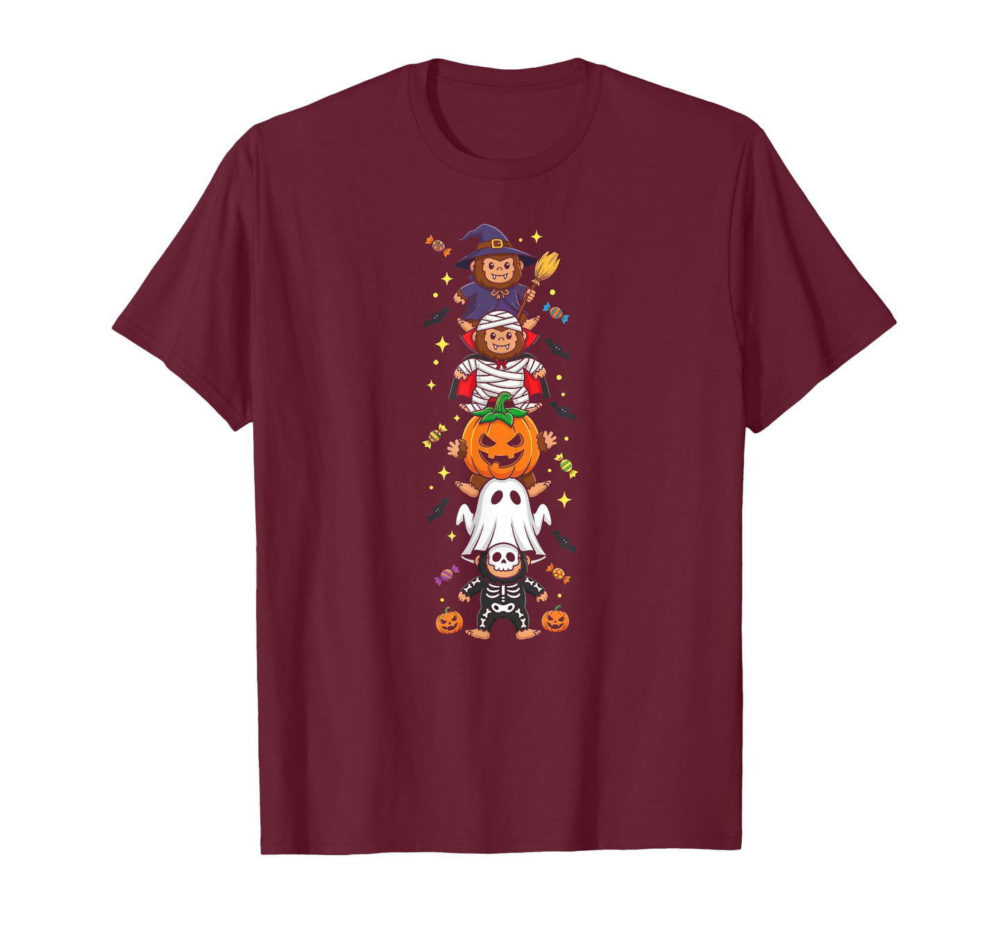 Funny Bigfoot Witch Vampire Ghost Halloween Kids Mens Womens T-Shirt