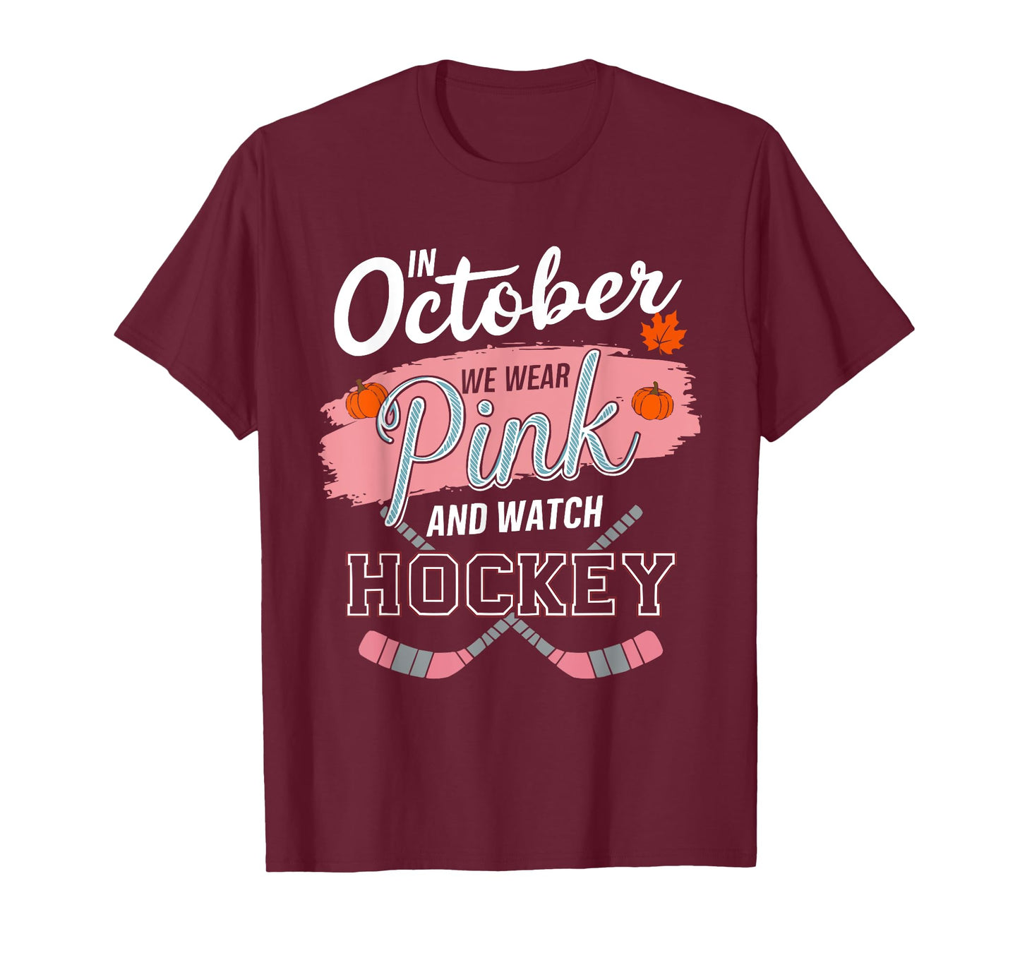 Ice Hockey Breast Cancer Awareness Month Pink Ribbon T-Shirt