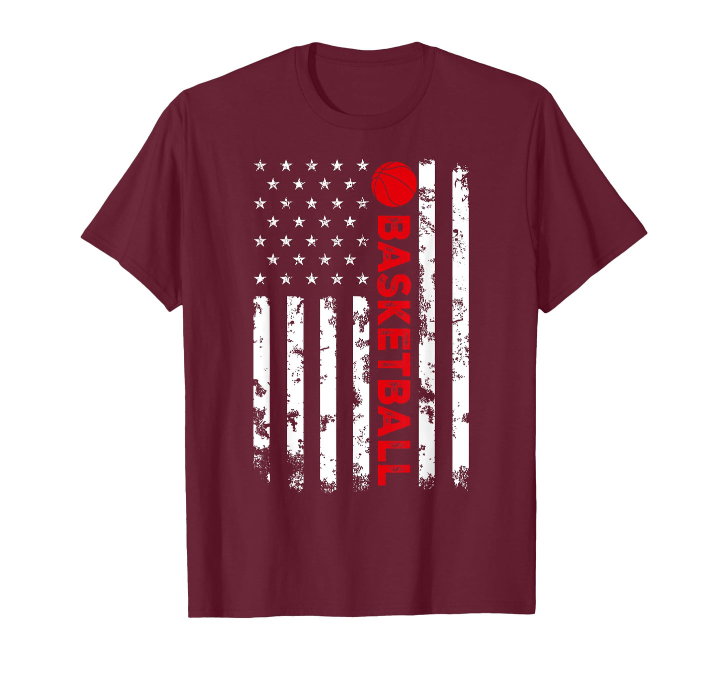 USA Flag Vintage Distressed Tee American Flag Basketball T-Shirt