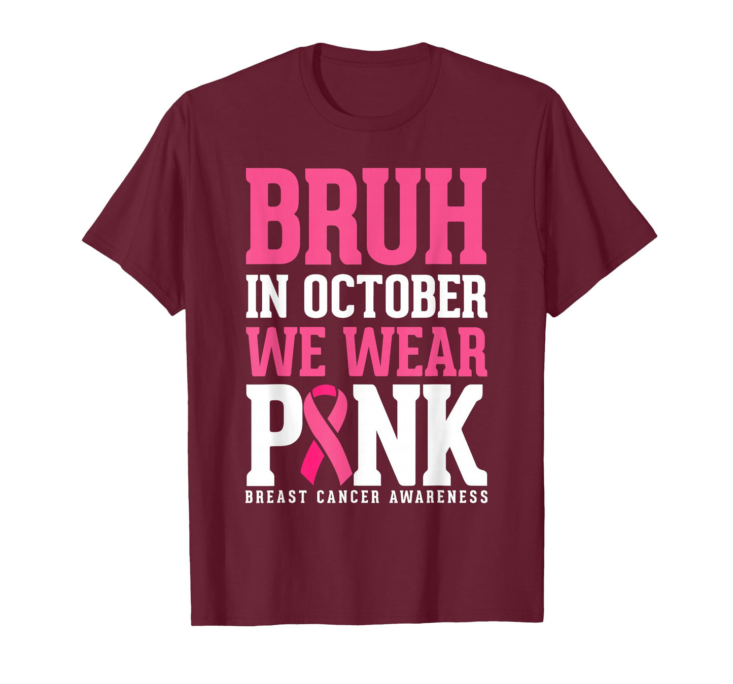 Bruh In October Wear Pink Breast Cancer Awareness Kids Boys T-Shirt