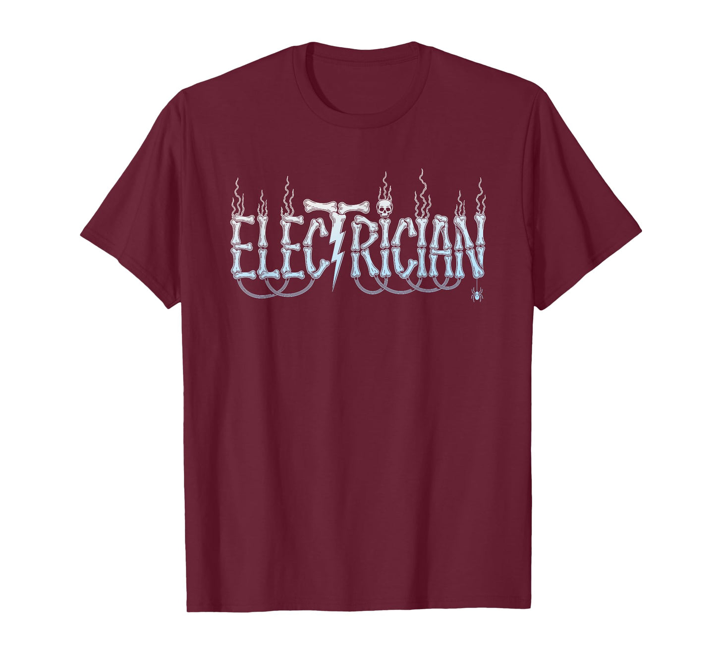 Electrician Skull and Bone Lettering Skeleton Halloween T-Shirt