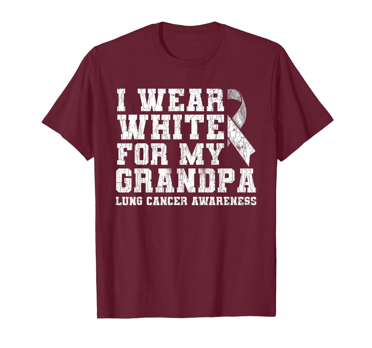 Lung Cancer Awareness White Ribbon Grandpa Gift T-Shirt