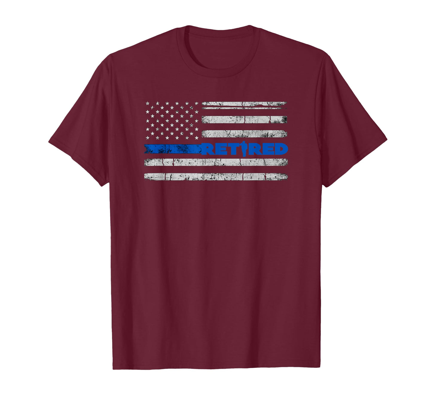 Support Our Law Enforcement Tees 2018 Retired Police Officer Thin Blue Line Flag Retirement T-Shirt - Black, Unisex, Short Sleeve, Classic Fit, Crew Neck, T-Shirt, Size: Small