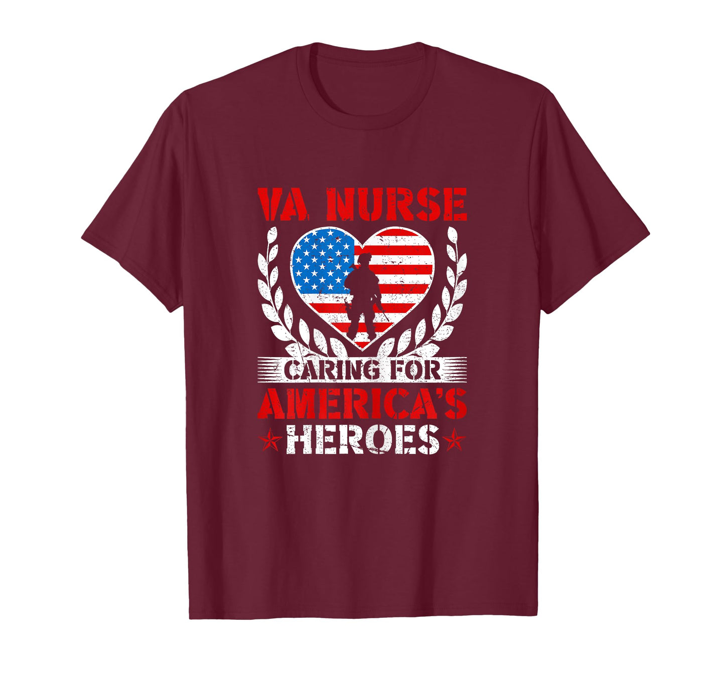 VA Nurse Caring For America's Heroes Patriotic Veterans Day T-Shirt for Women