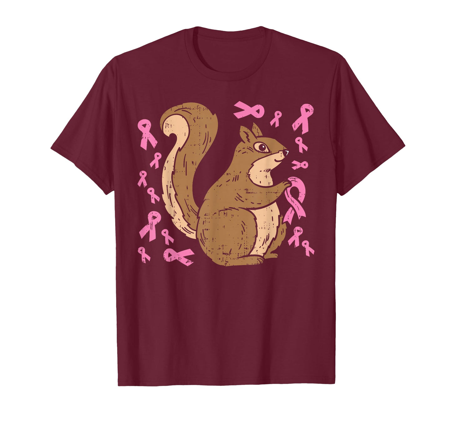 Squirrel Pink Ribbon Breasr Cancer Awareness Support Gift T-Shirt