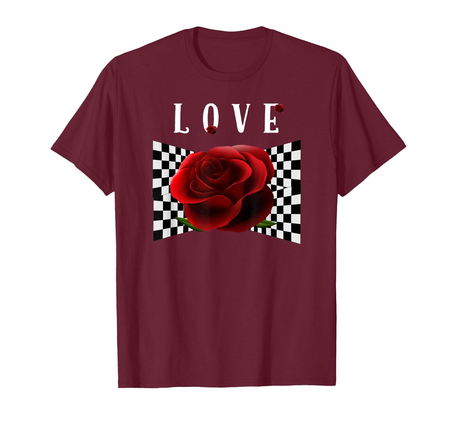Love Checkerboard Rose tee Shirt