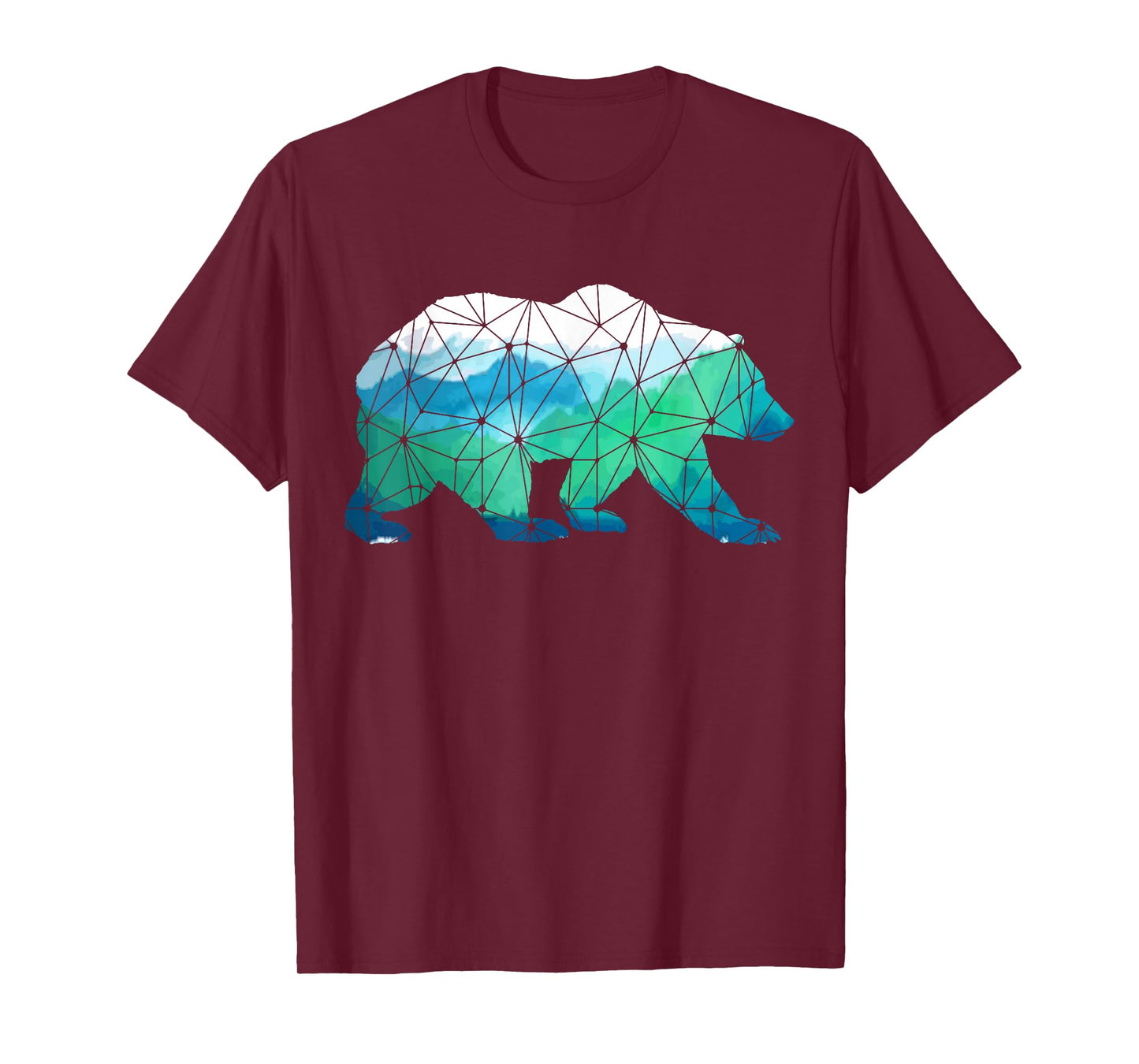 Bear Low Poly Mountains Grizzly Hiking Camping Camper Gift T-Shirt