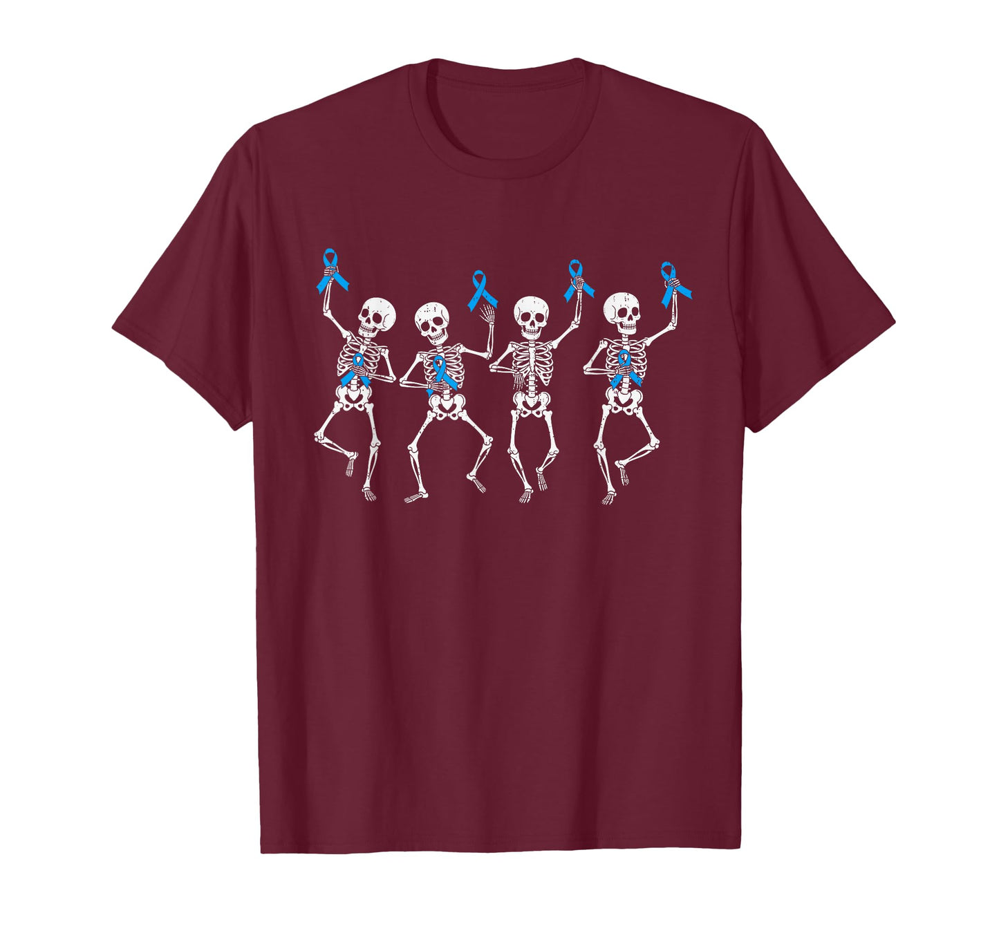 Prostate Cancer Awareness Skeleton Ribbon Blue Support T-Shirt