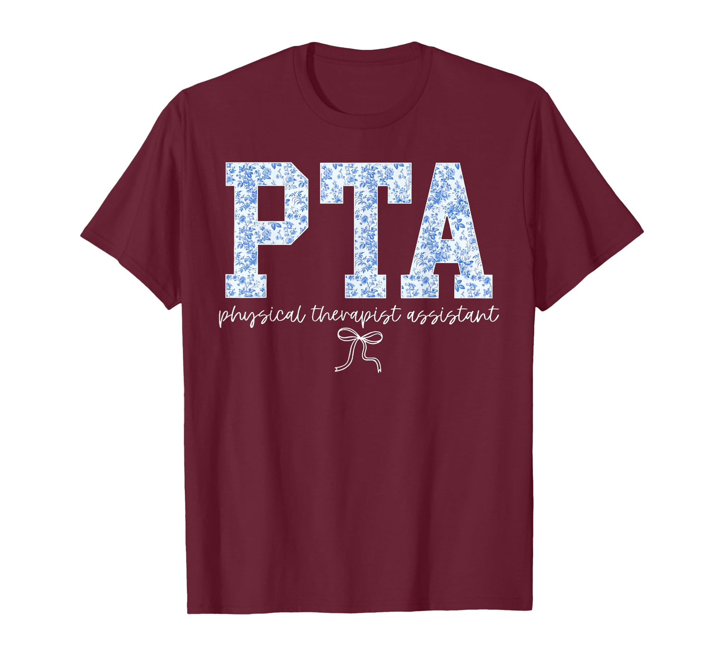 Retro PTA Physical Therapist Assistant Blue Floral Women T-Shirt