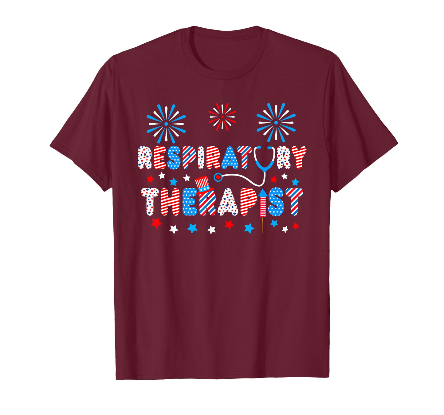 LOVE 4th Of July Stethoscope Respiratory Therapist RT T-Shirt for Women Men