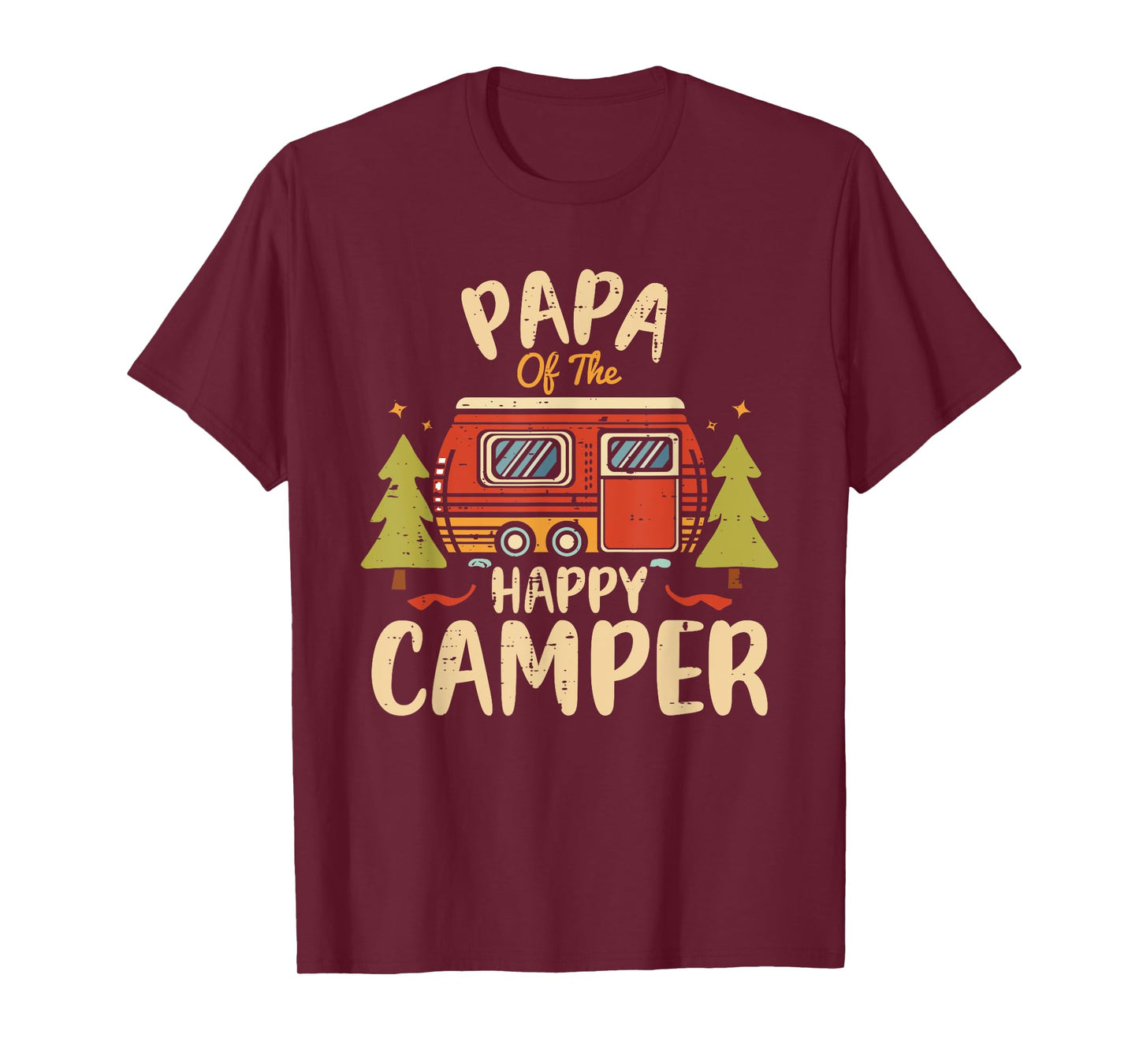 Papa of Happy Camper 1st Birthday Party Retro Papa T-Shirt