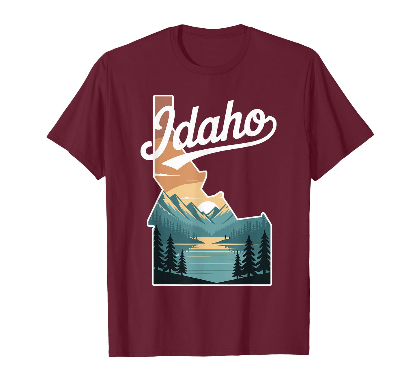 Idaho Sunset Mountains Forest Nature Retro T-Shirt
