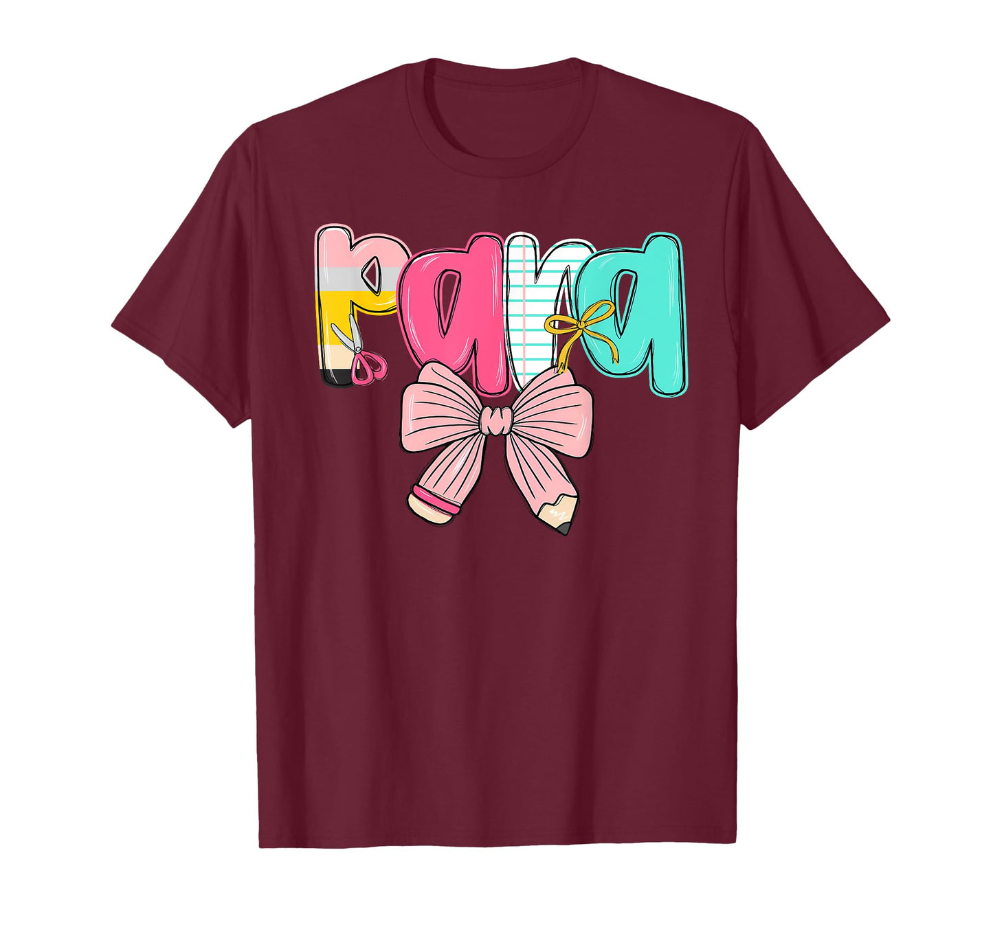 Para Teacher Coquette Bow Pencil Back To School First Day T-Shirt