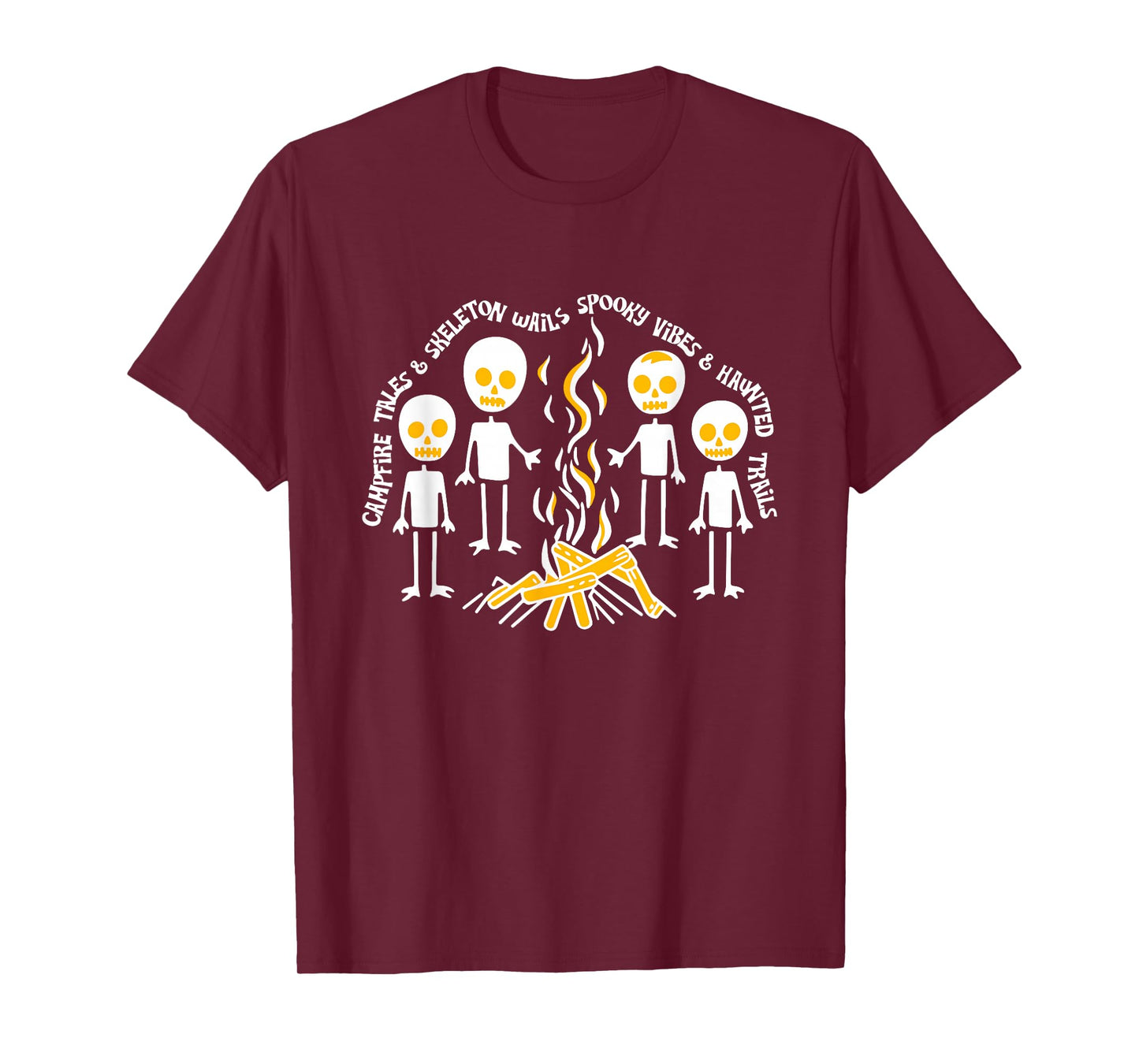 Skeleton Campfire Halloween Spooky Camping Crew Skeleton T-Shirt