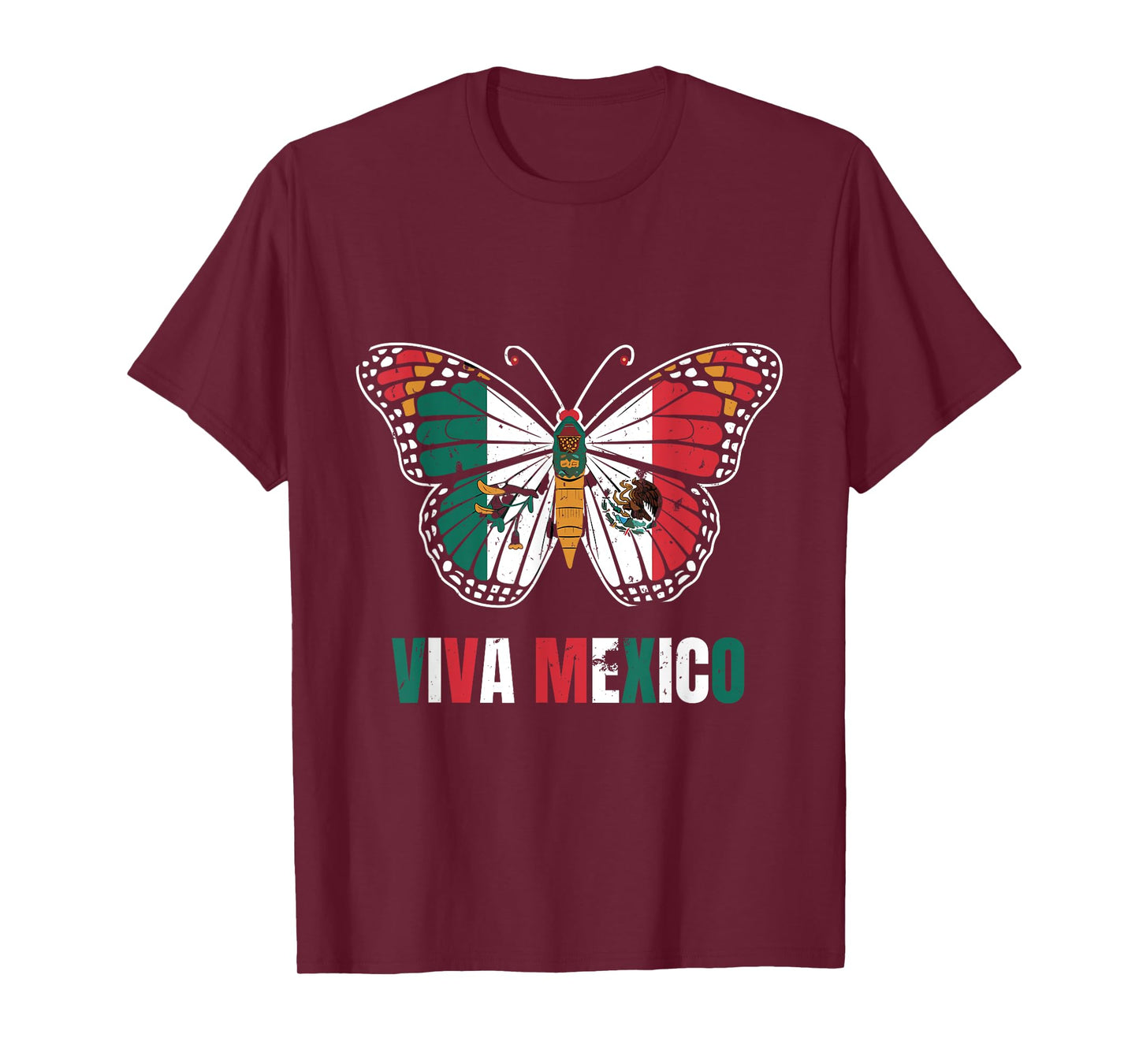 Viva Mexico Mexican Independence Day Butterfly flag Mexico T-Shirt