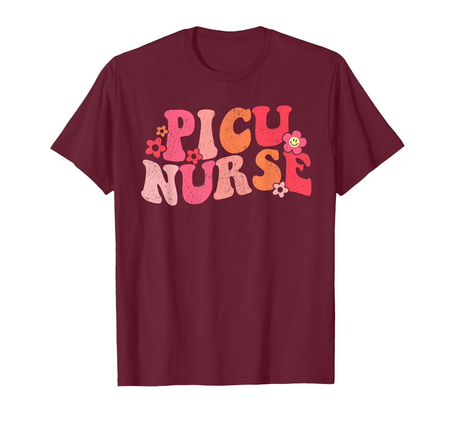 Retro Groovy PICU Pediatric Intensive Care Unit Nurse Women T-Shirt