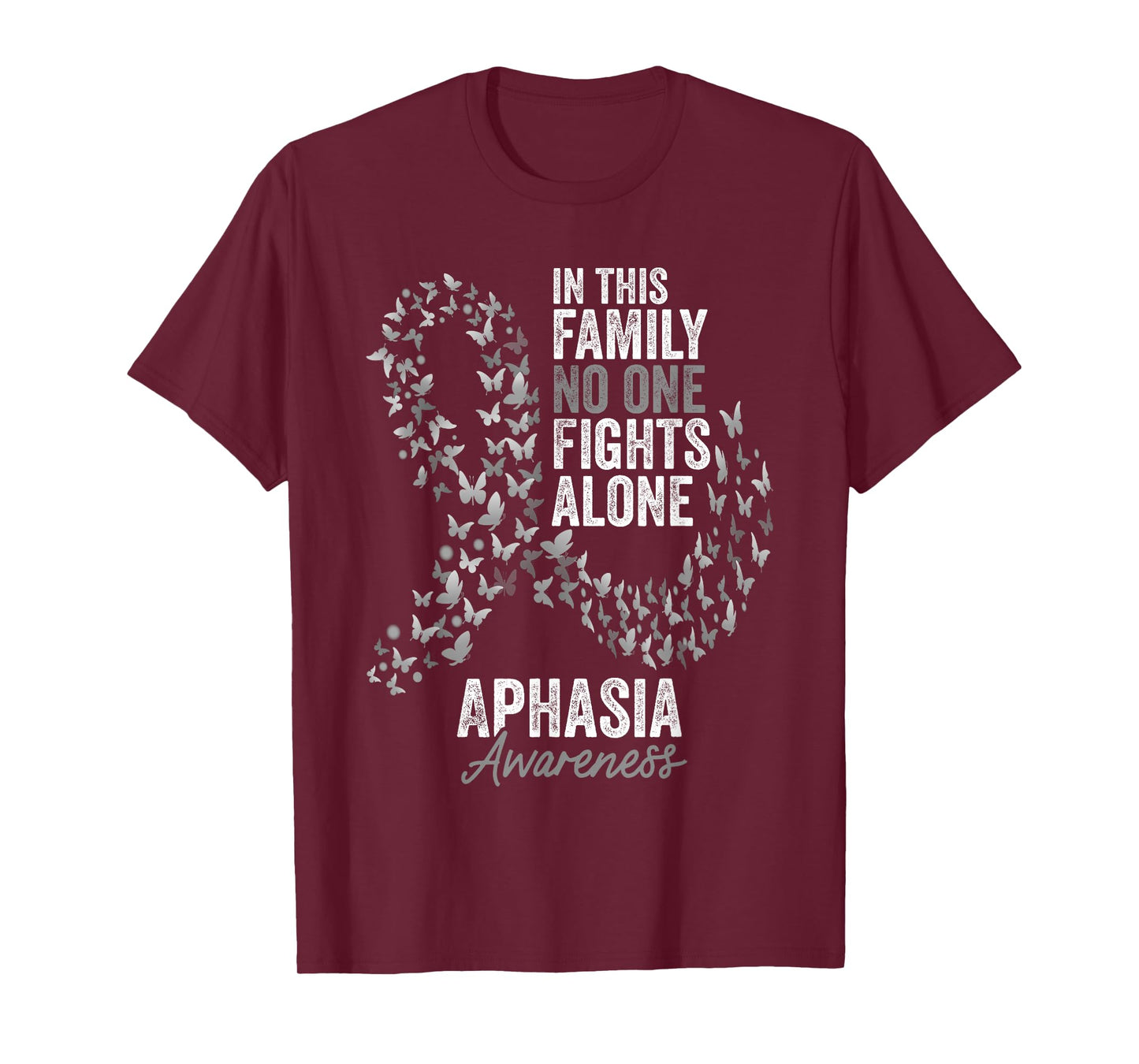Aphasia Awareness Month Butterflies Gray Ribbon T-Shirt