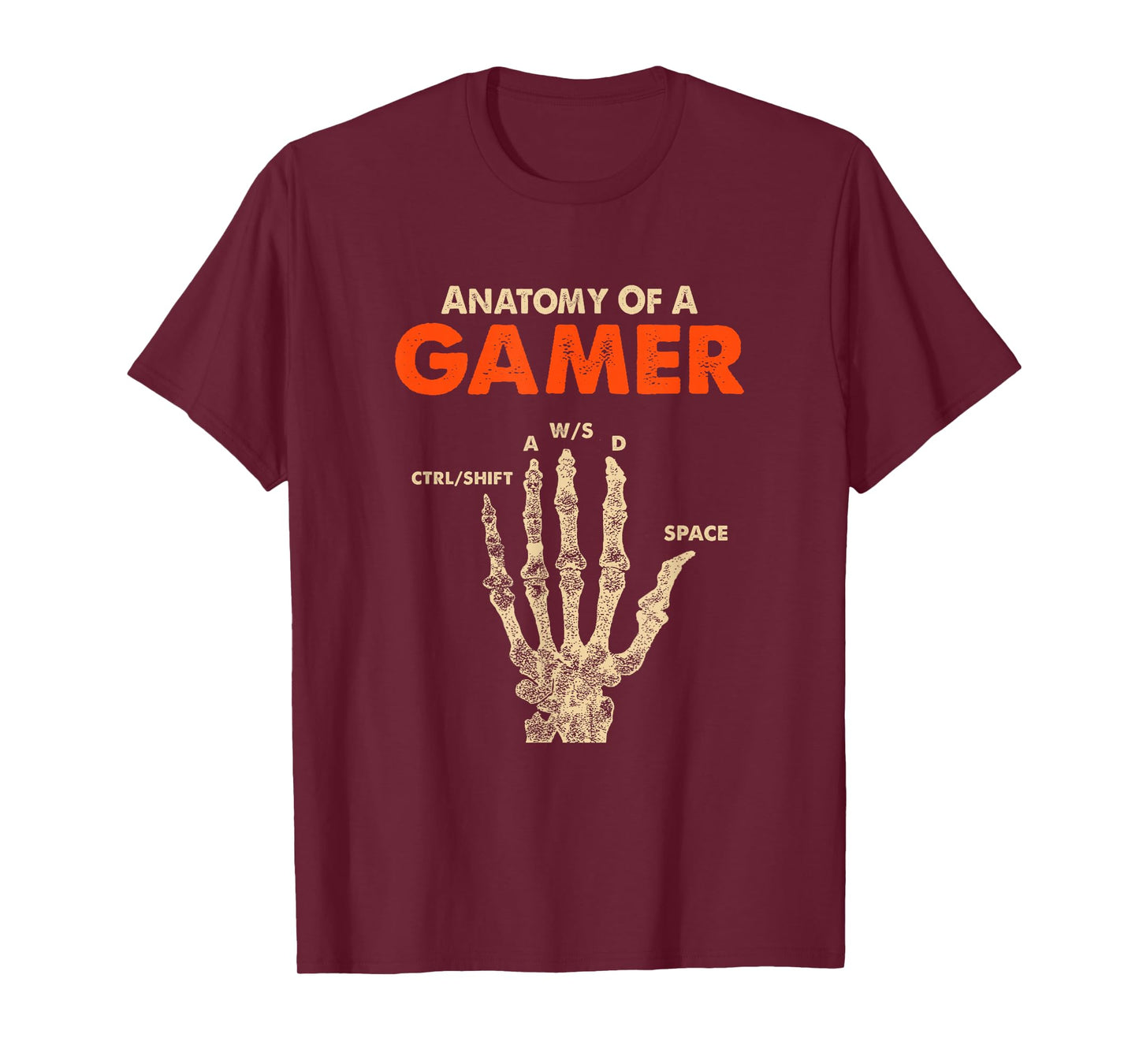 Anatomy of A Gamer Skeleton Hand Funny Video Gaming T-Shirt