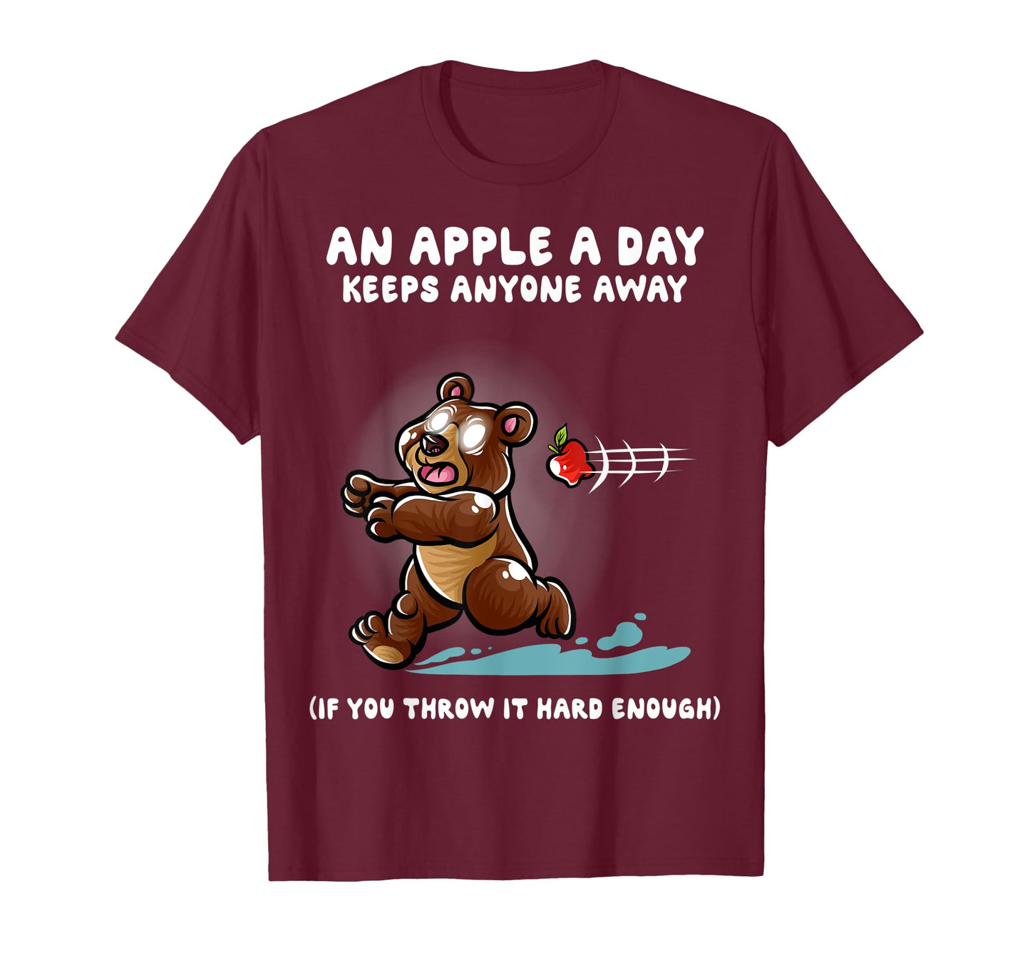 An Apple A Day Keeps Anyone Away Nerd Grizzly Bear Funny T-Shirt