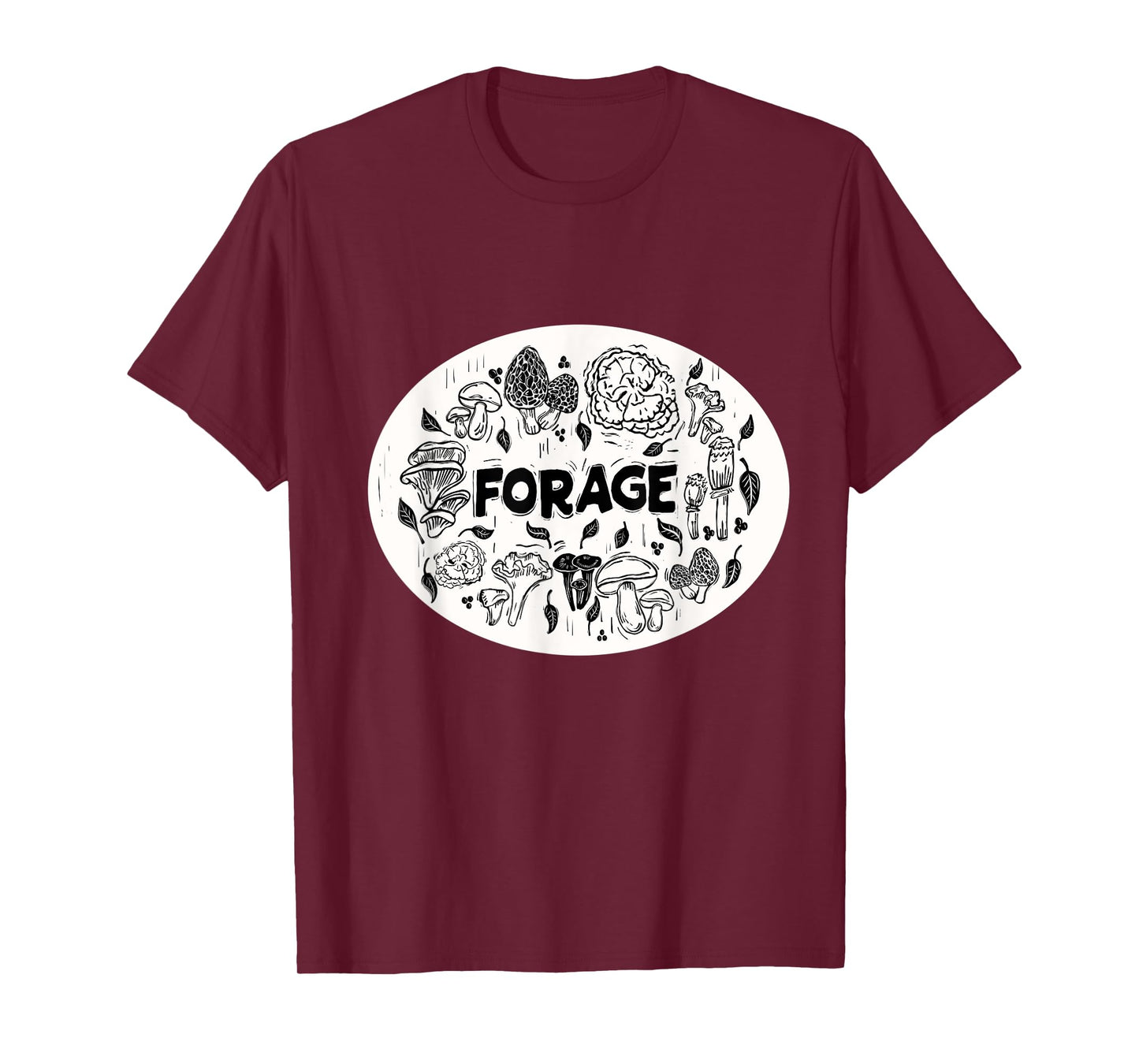 FORAGE ~ Mushroom Foraging ~ Chanterelle Morel ~ Linocut T-Shirt