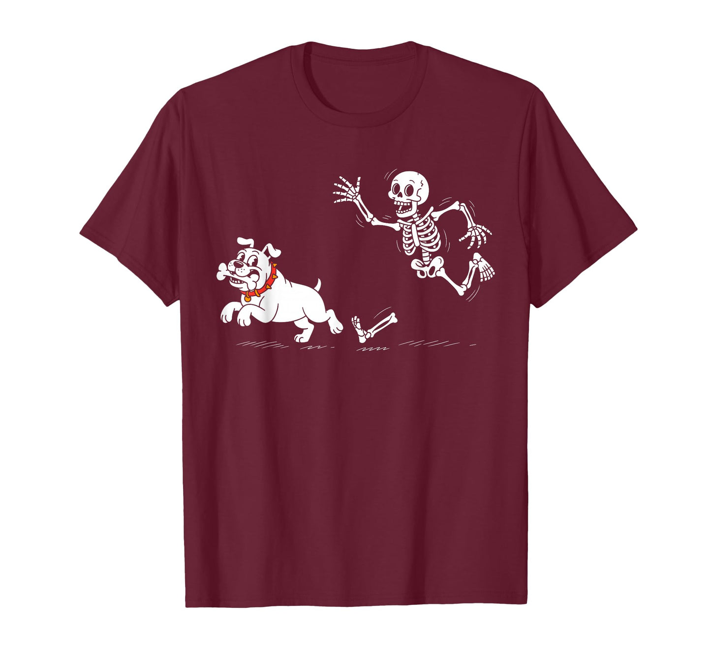 Funny Skeleton Chasing Dog Halloween Men Women Dog Lovers T-Shirt