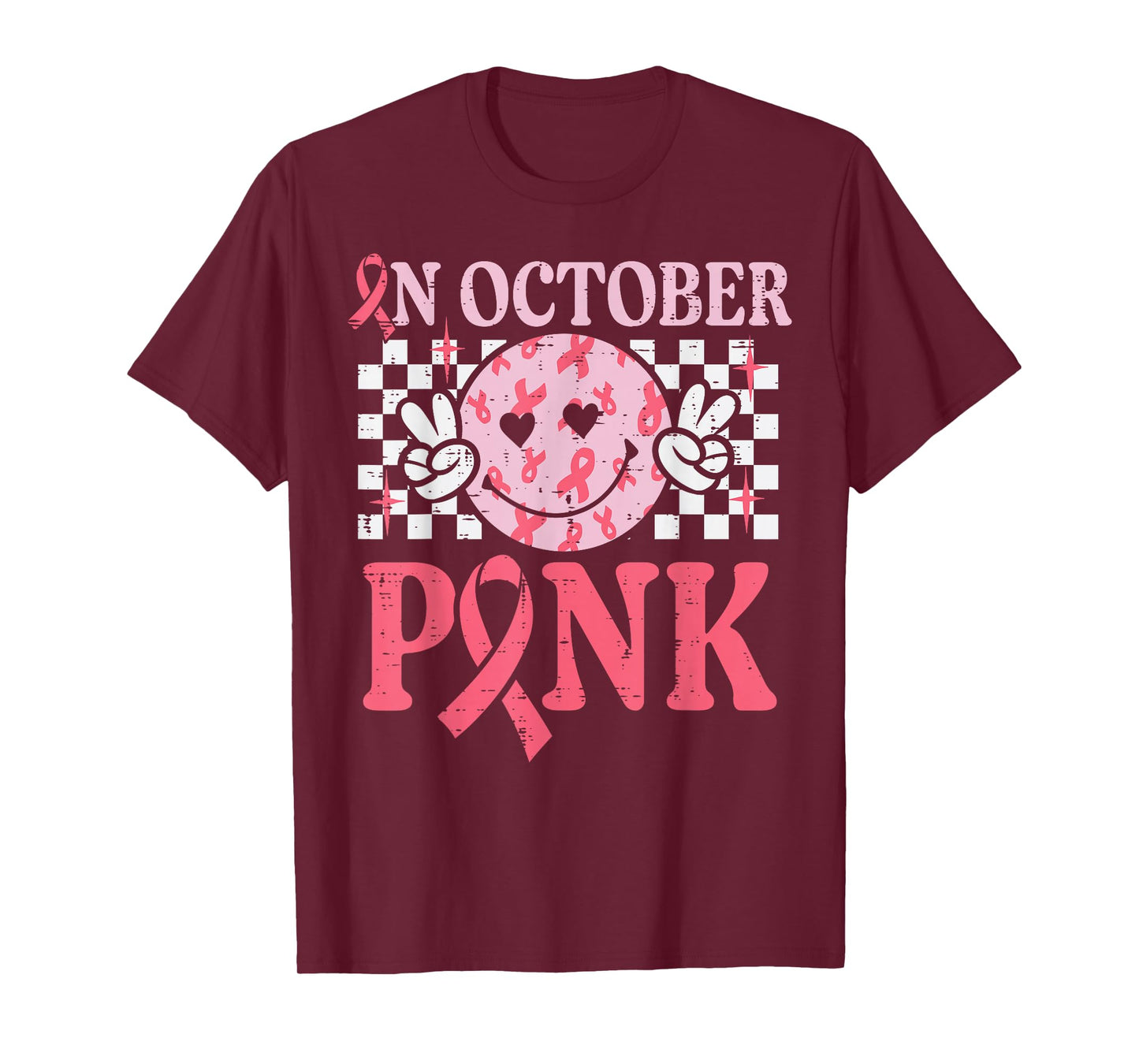 Breast Cancer Smile October Wear Pink Aware Women Men Kids T-Shirt