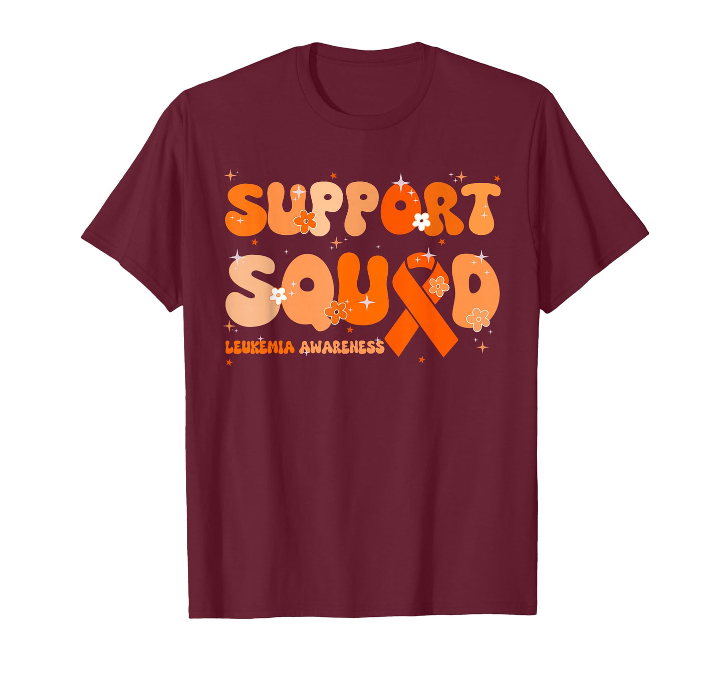 Support Squad Orange Ribbon Leukemia Blood Cancer Awareness T-Shirt