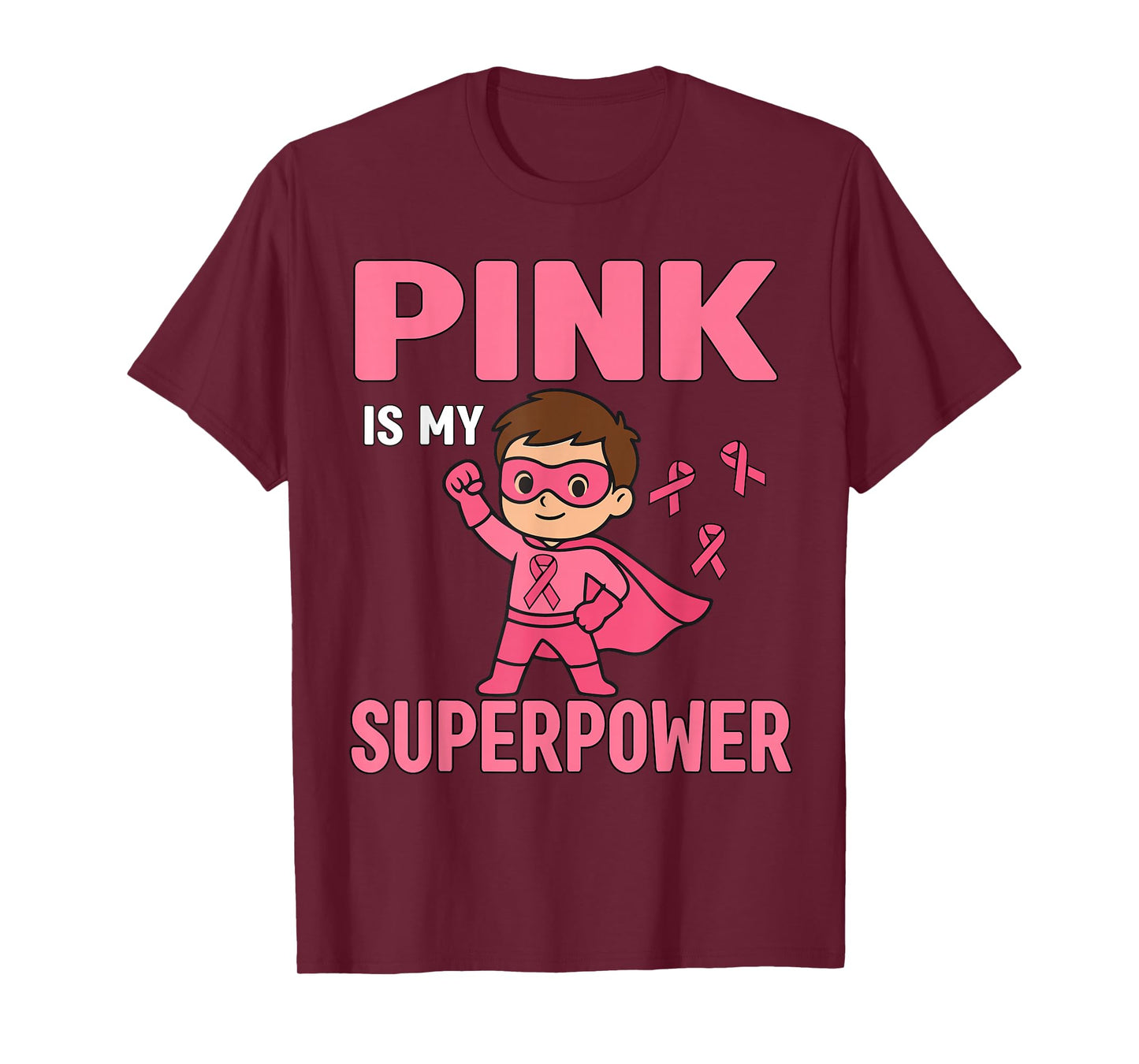 Pink is My Superpower Breast Cancer Awareness Kids Pink Boys T-Shirt