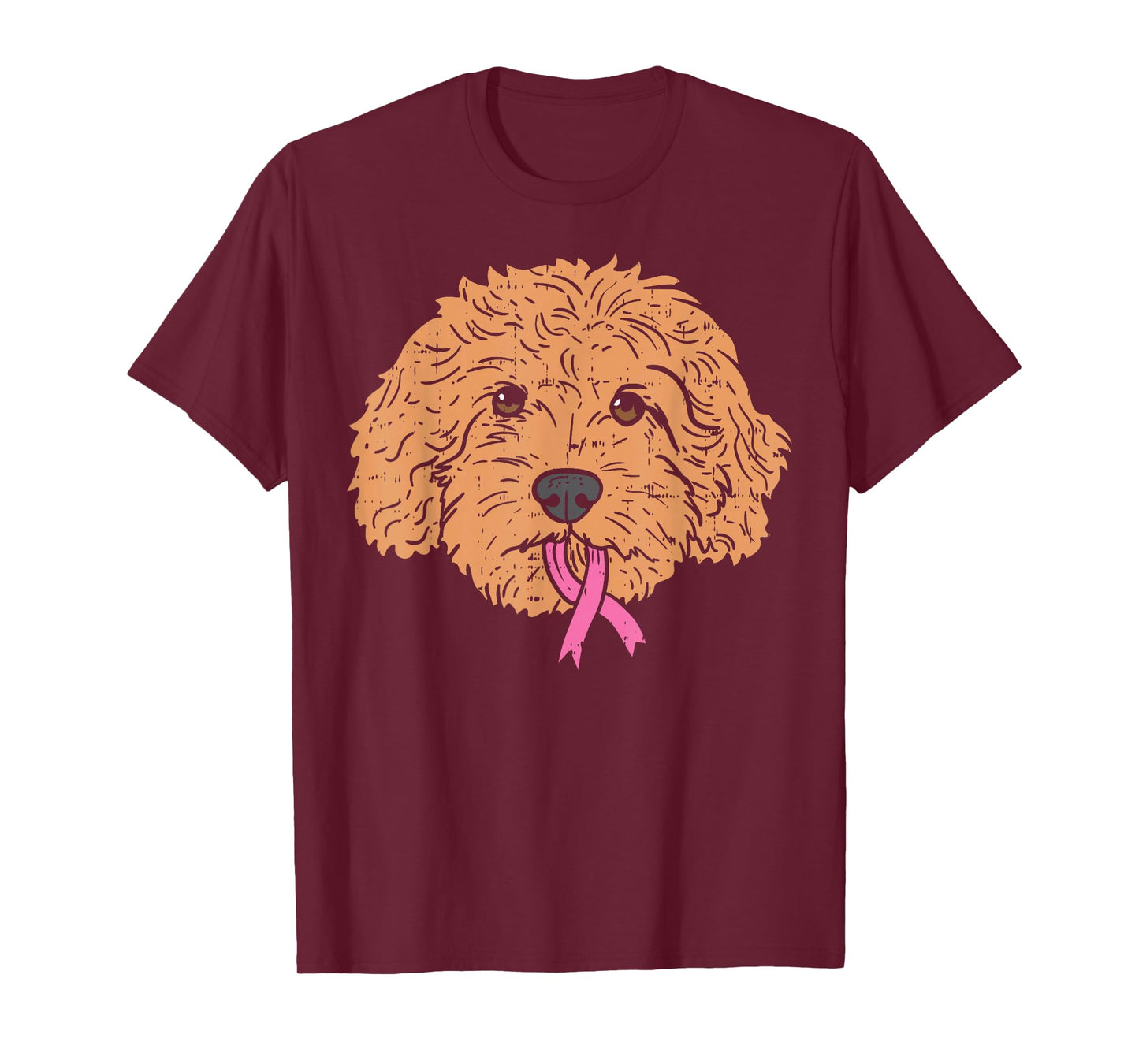 Goldendoodle Dog Ribbon Breast Cancer Awareness Support Gift T-Shirt