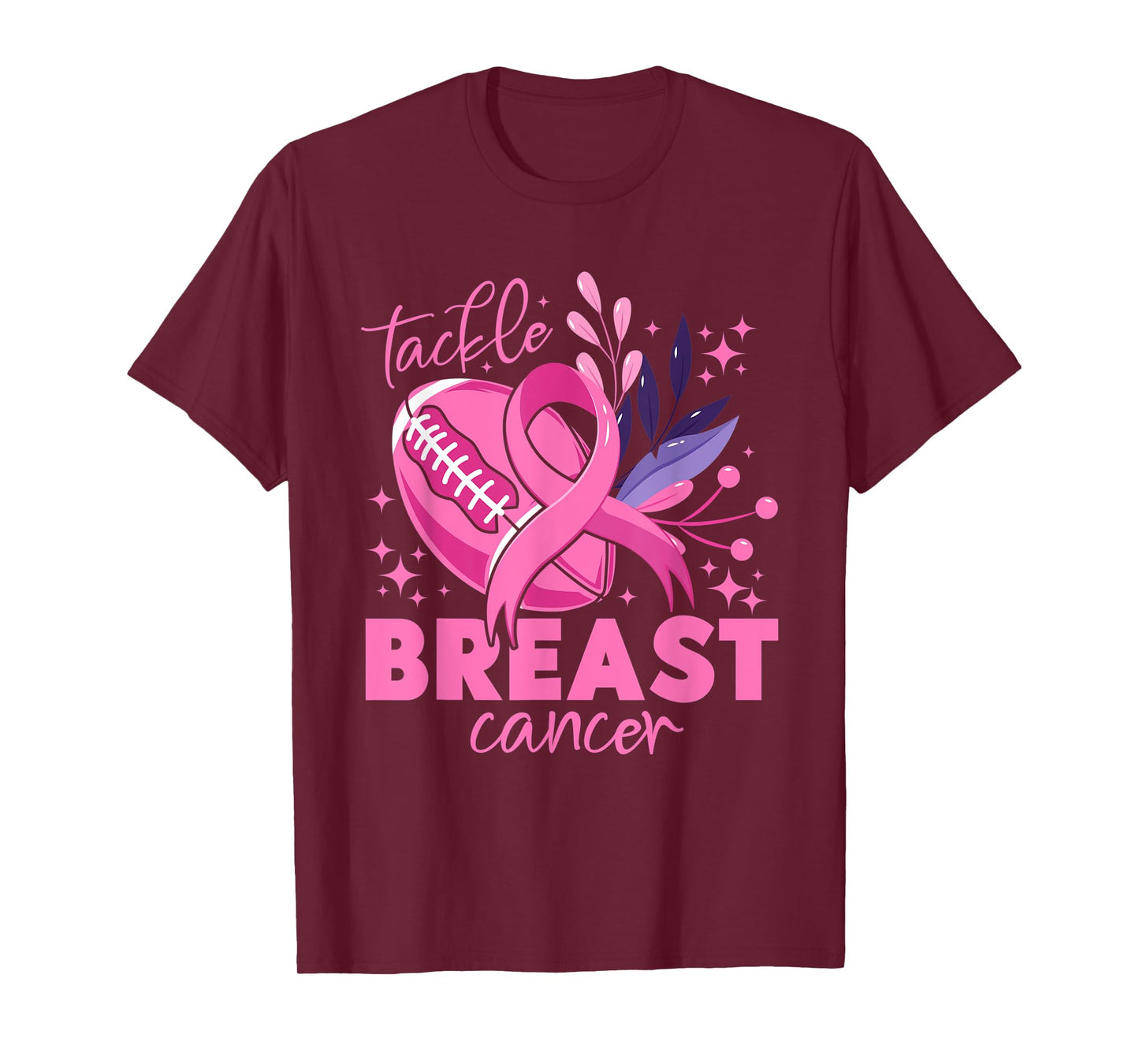 Tackle Football Pink Ribbon Breast Cancer Awareness For Boys T-Shirt