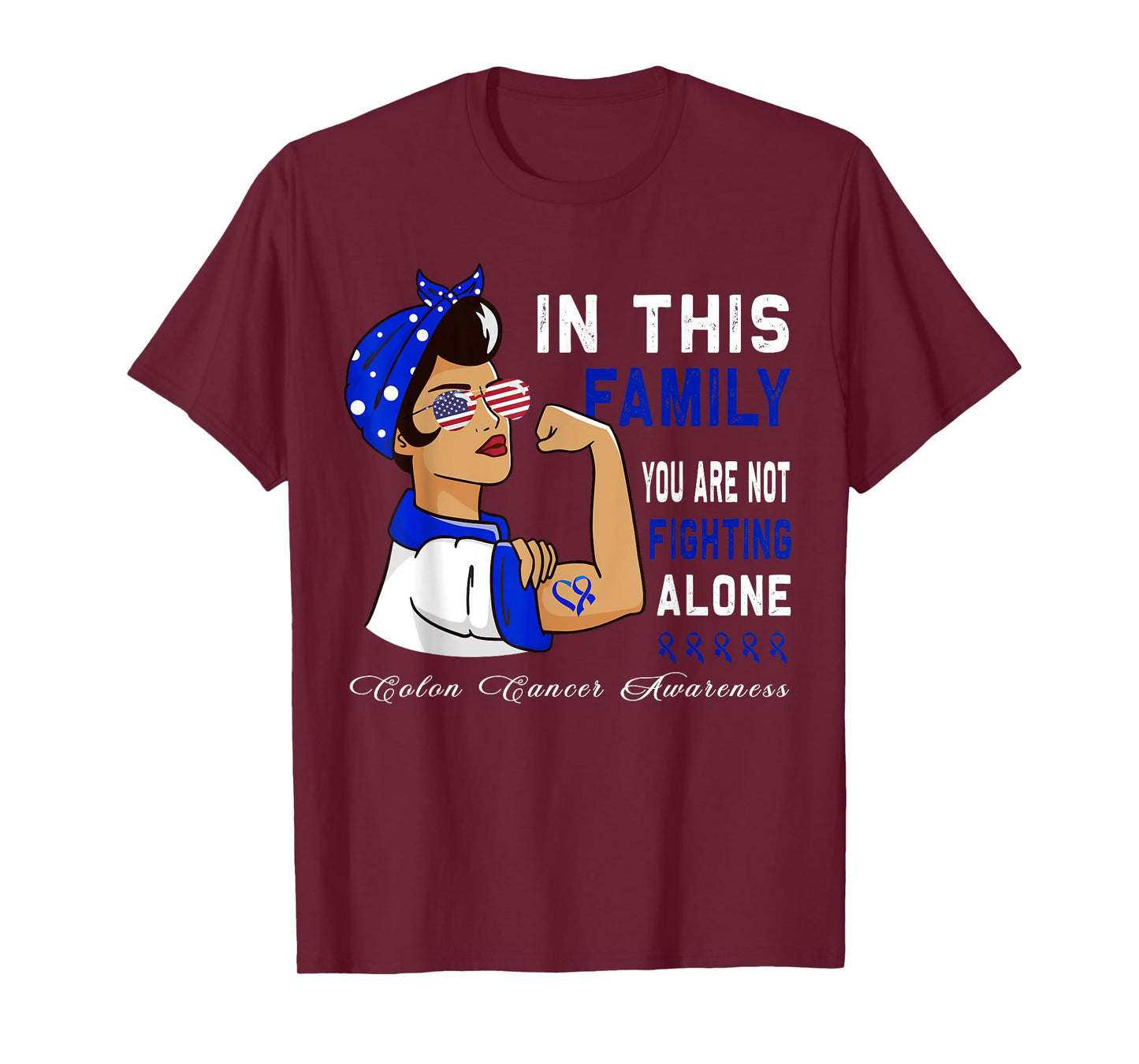 Blue Ribbon Fighter Family Women bandana Colon Cancer T-Shirt