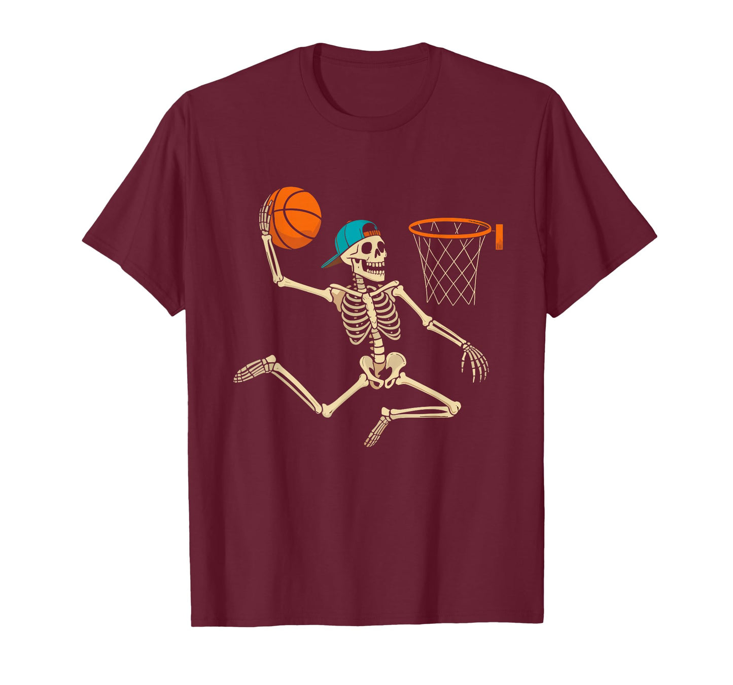 Funny Skeleton Playing Basketball Lovers Halloween for Boys T-Shirt