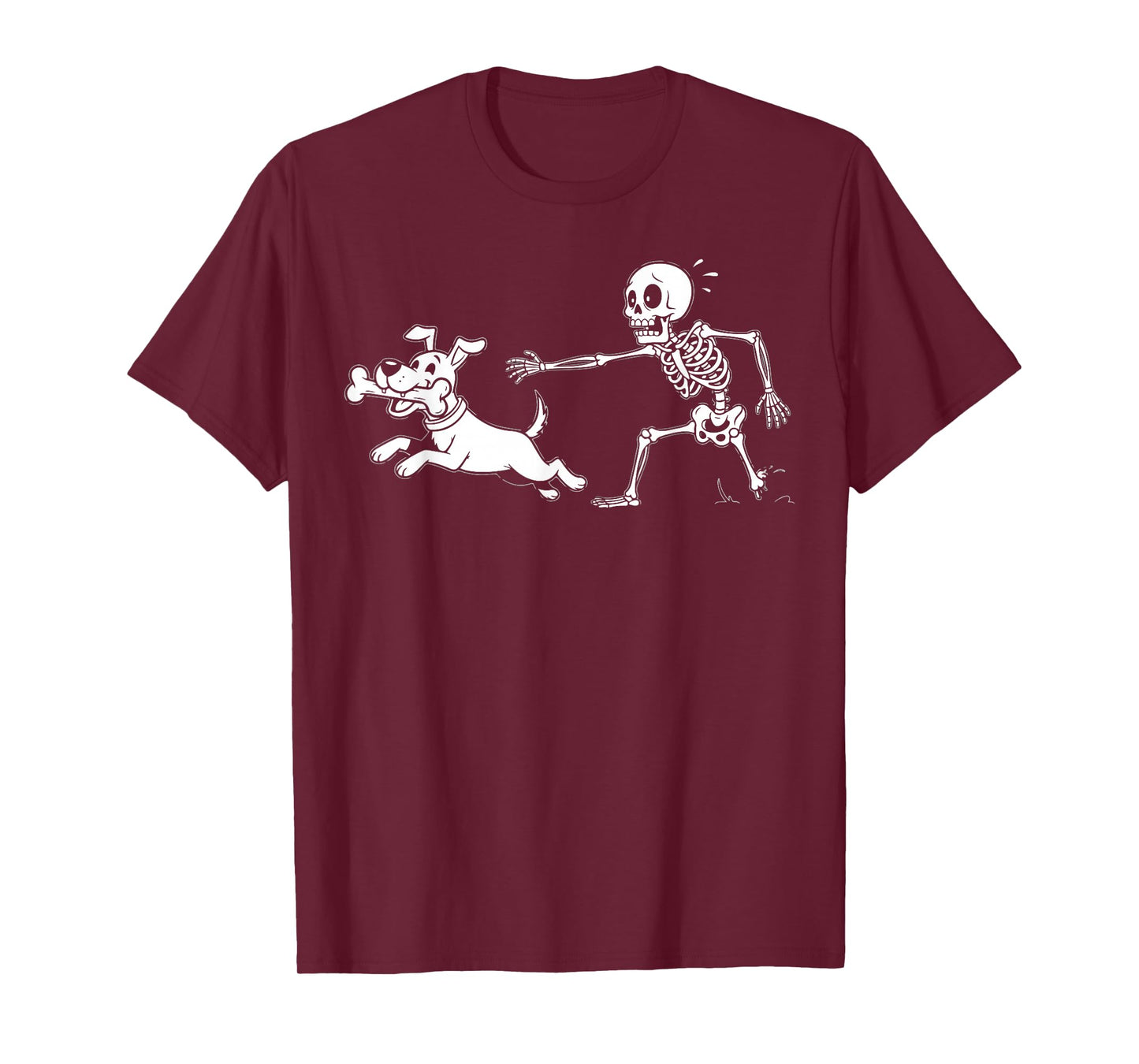 Skeleton Dog Halloween Funny Skeleton Chasing Dog Costume T-Shirt