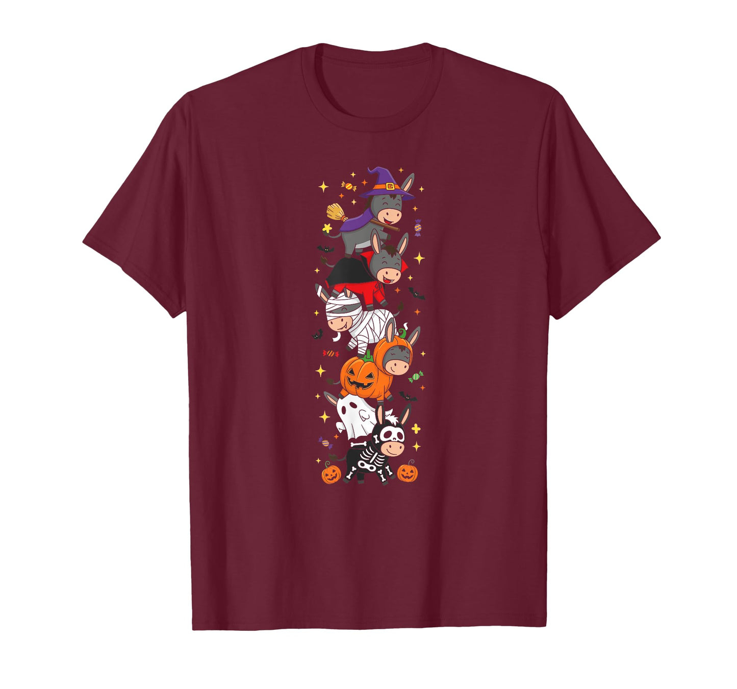 Funny Donkey Witch Vampire Ghost Halloween Kids Mens Womens T-Shirt