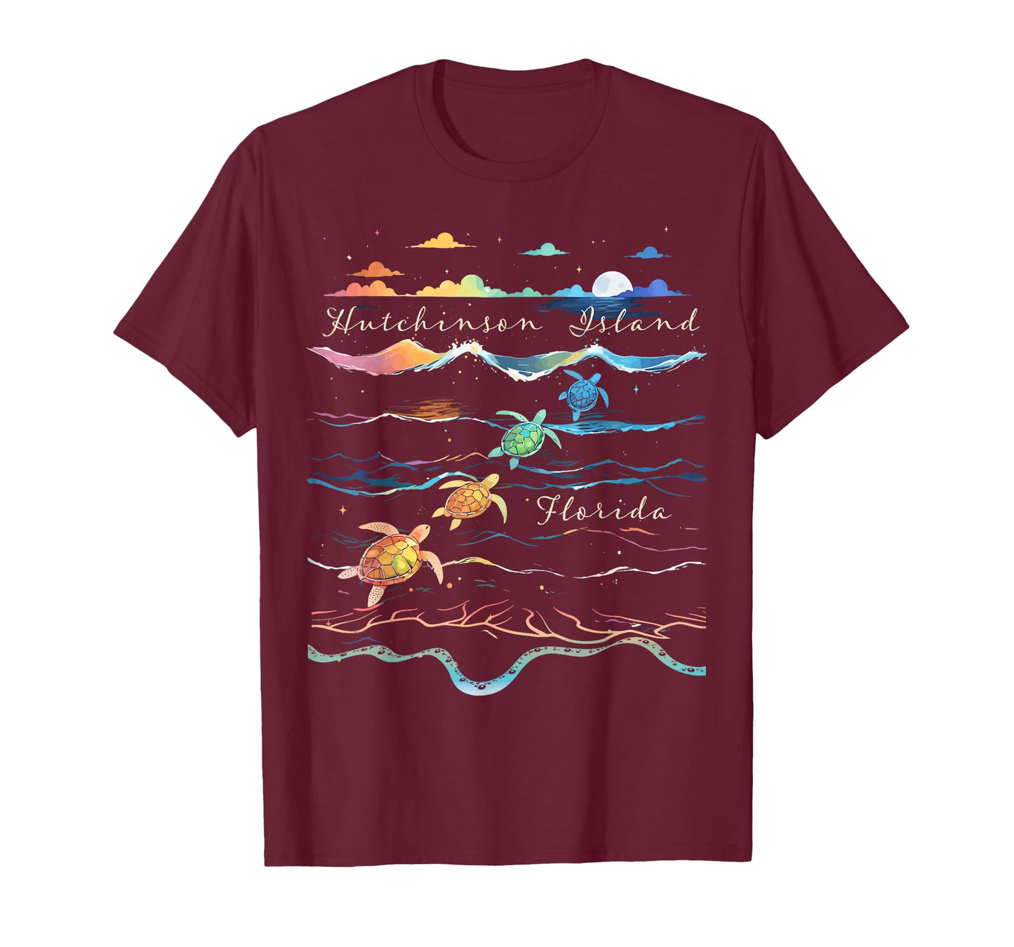 Hutchinson Island Florida Beach Sea Turtle Lover Ocean Moon T-Shirt