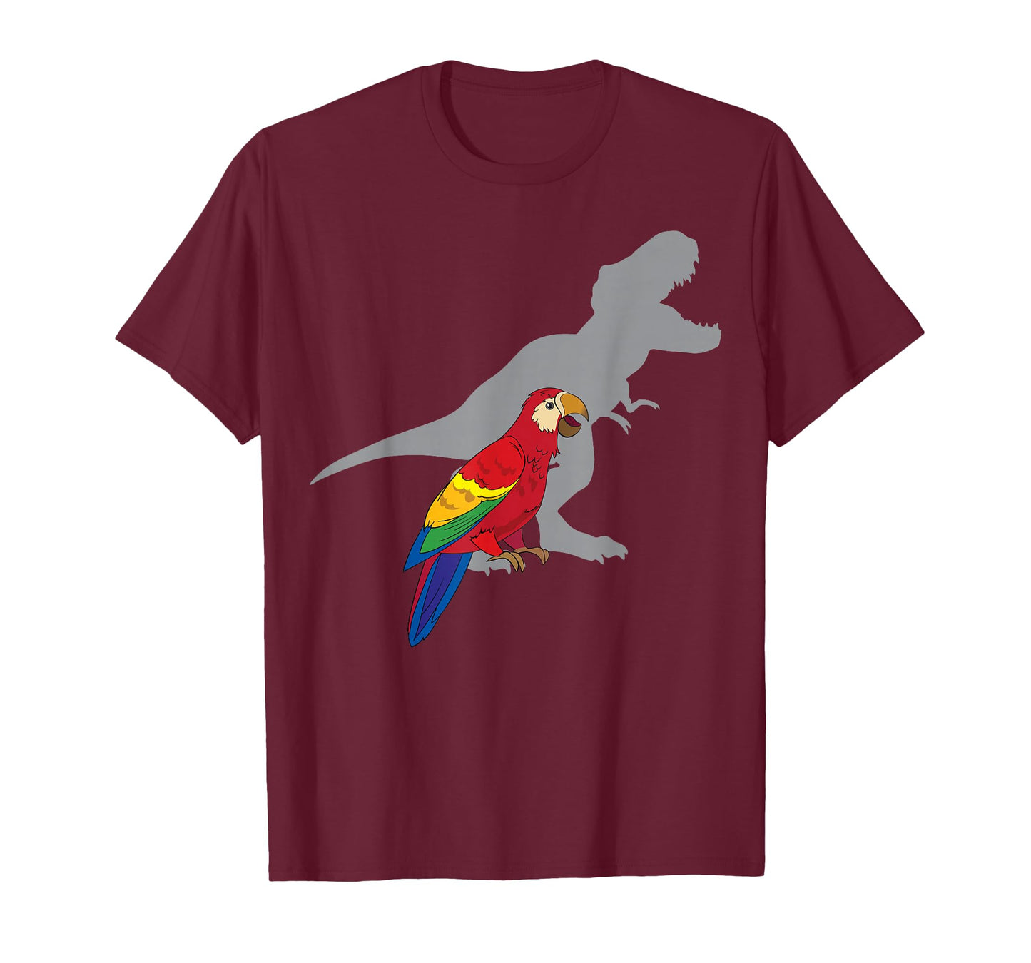 Cute African Parrot Gifts For Bird Lovers Women T-Rex Screaming with Macaw Parrot Unisex Adult Black Short Sleeve Classic Fit Cotton 65% Polyester 35% T-Shirt
