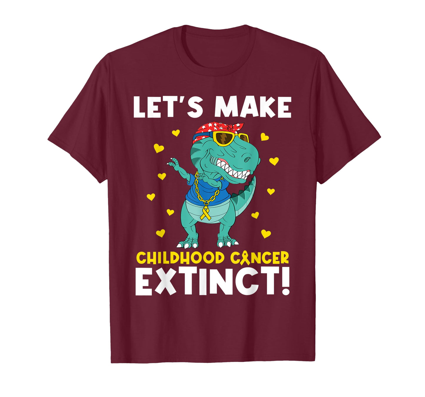 Cute Childhood Cancer Awareness Make Cancer Extinct Dinosaur T-Shirt