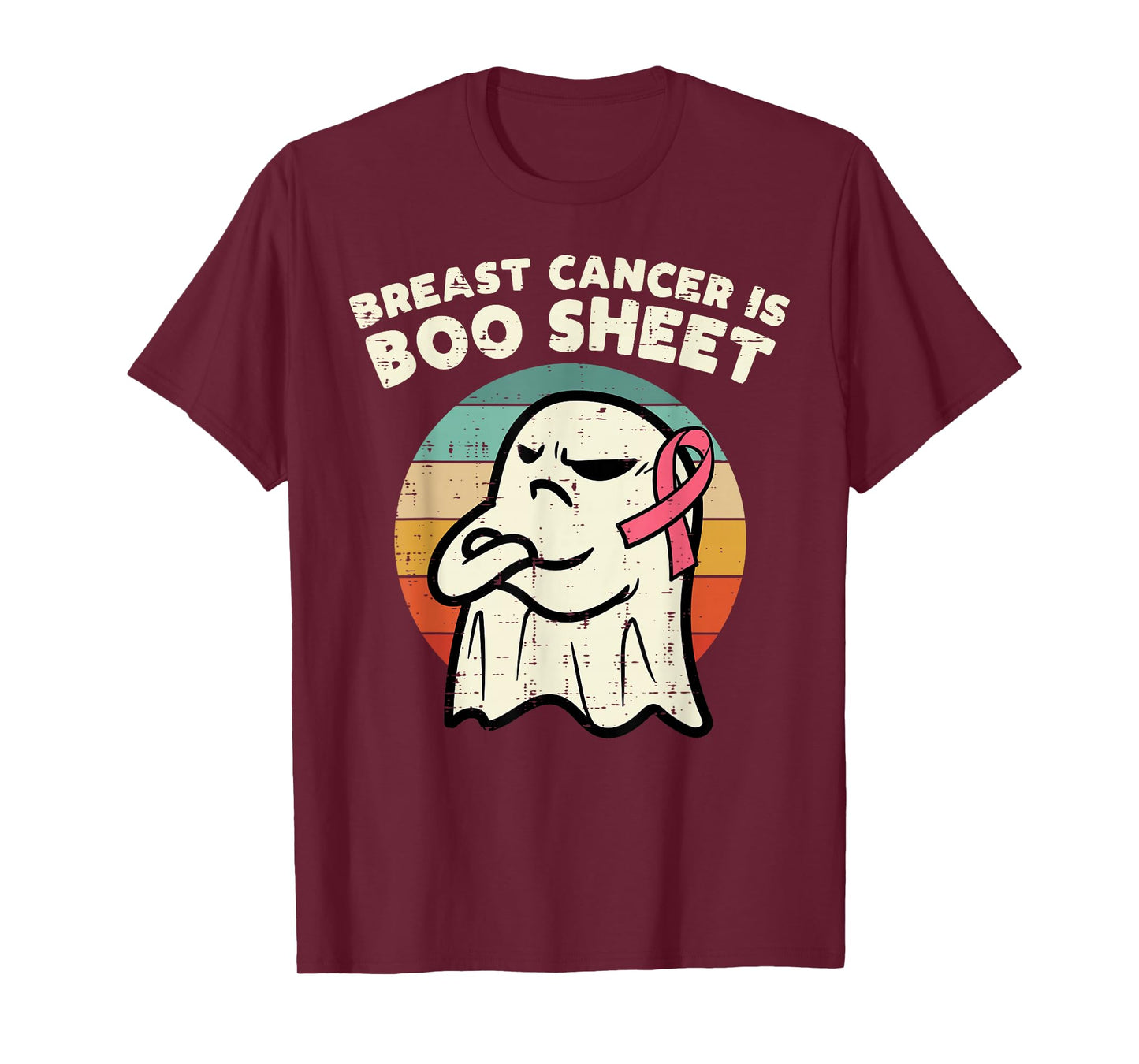 Breast Cancer Boo Sheet Ghost Retro Awareness Men Women Kids T-Shirt