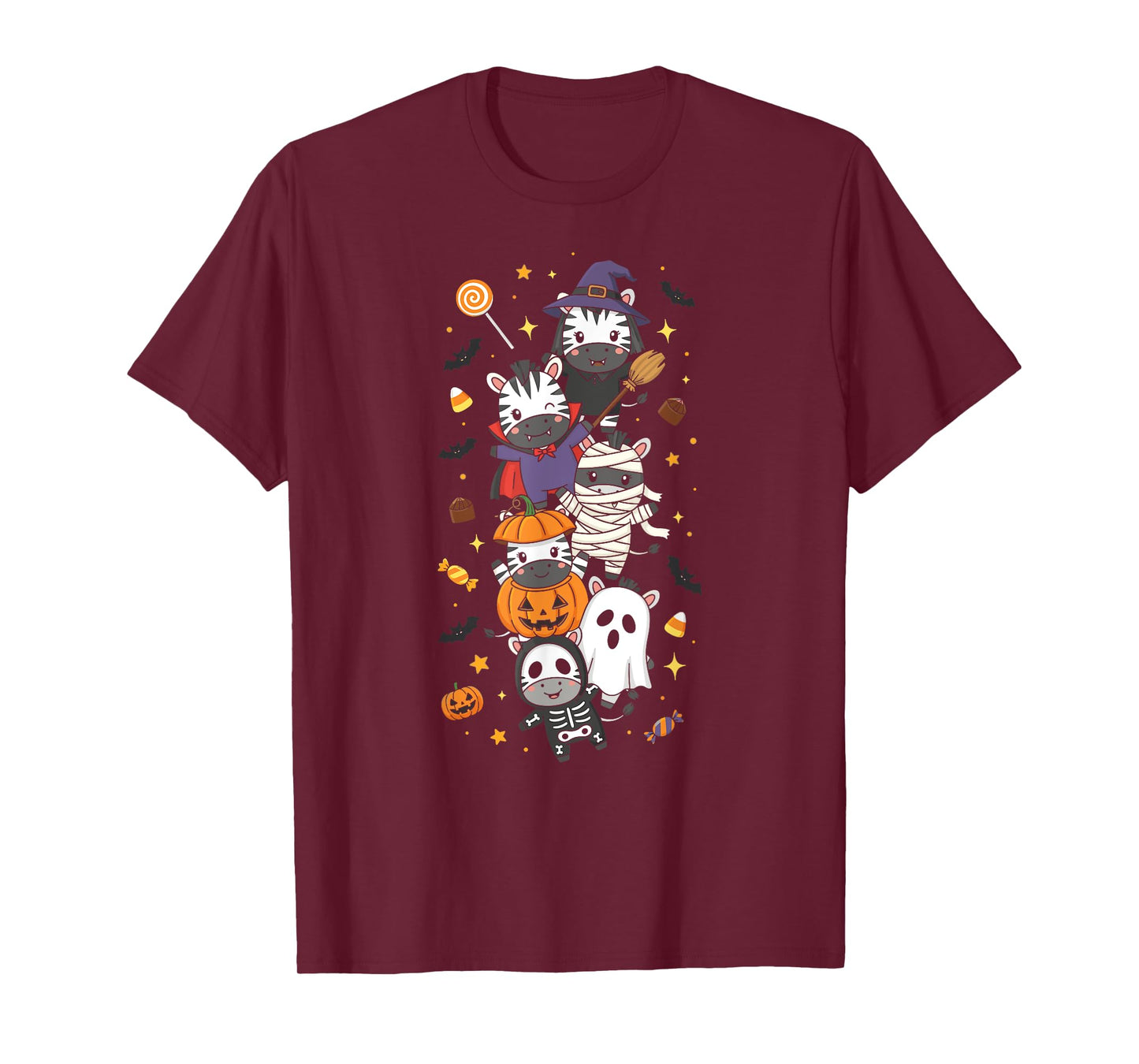 Funny Zebra Witch Vampire Ghost Halloween Kids Mens Womens T-Shirt