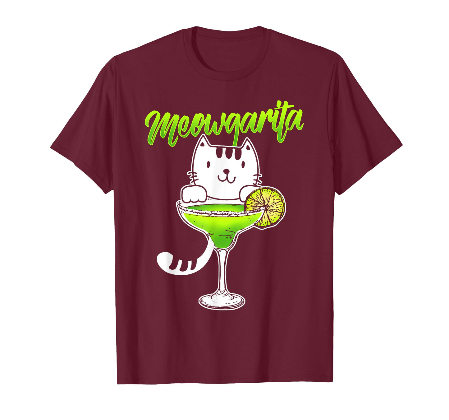 Funny Cat Drinking T Shirt Meowgarita Cocktail T-Shirt for Men Women