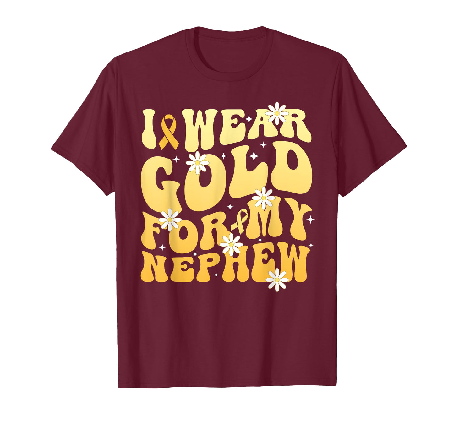 I Wear Gold for My Nephew Childhood Cancer Awareness Aunt T-Shirt