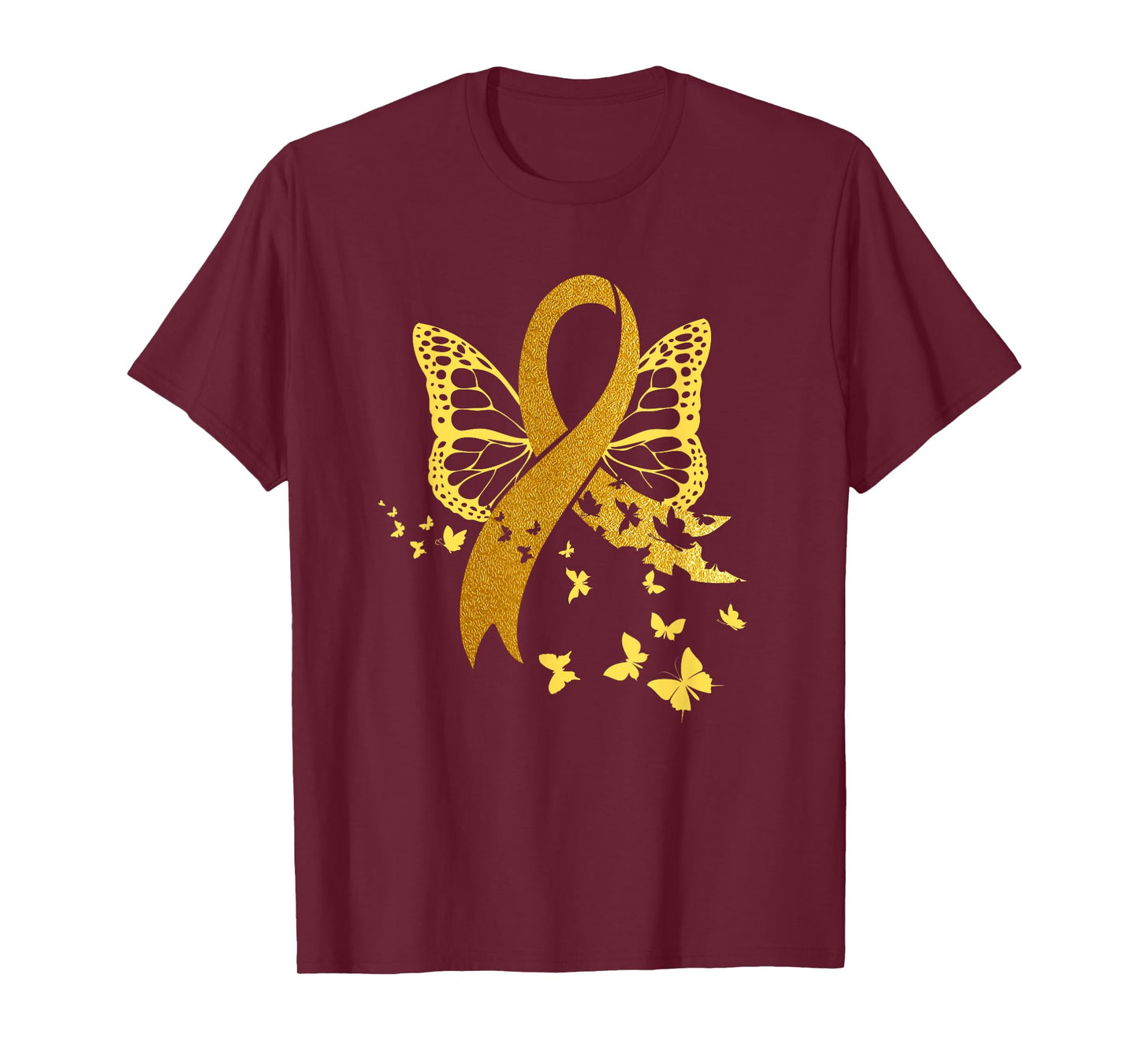 Childhood Cancer Awareness Gold Ribbon Butterfly Fighter T-Shirt