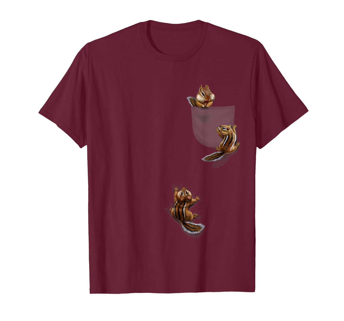 Cute Little Squirrel Playing, Climbing in Pocket, Chipmunk T-Shirt