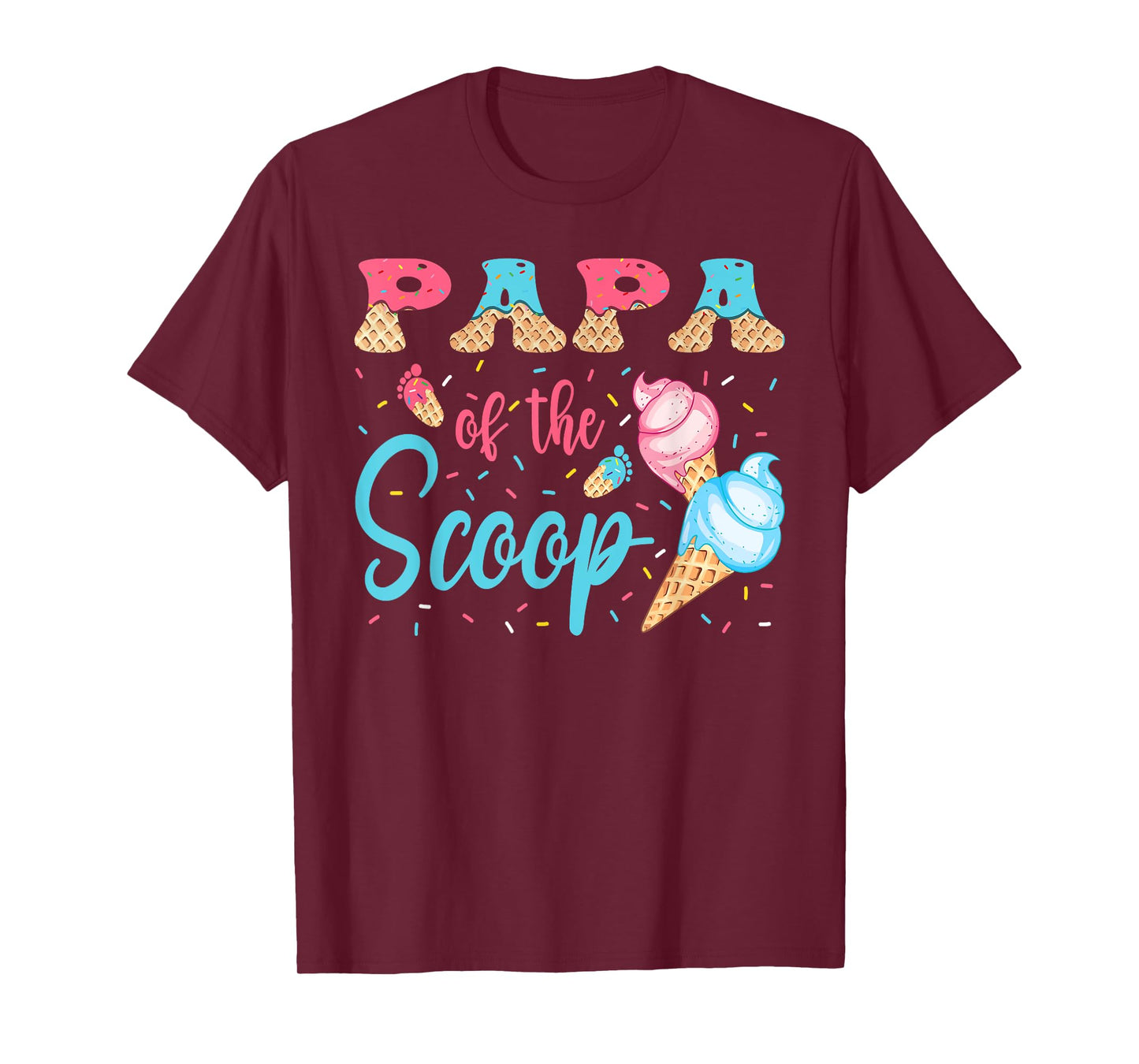 Papa Of The Scoop Ice Cream Gender Reveal Baby Shower T-Shirt